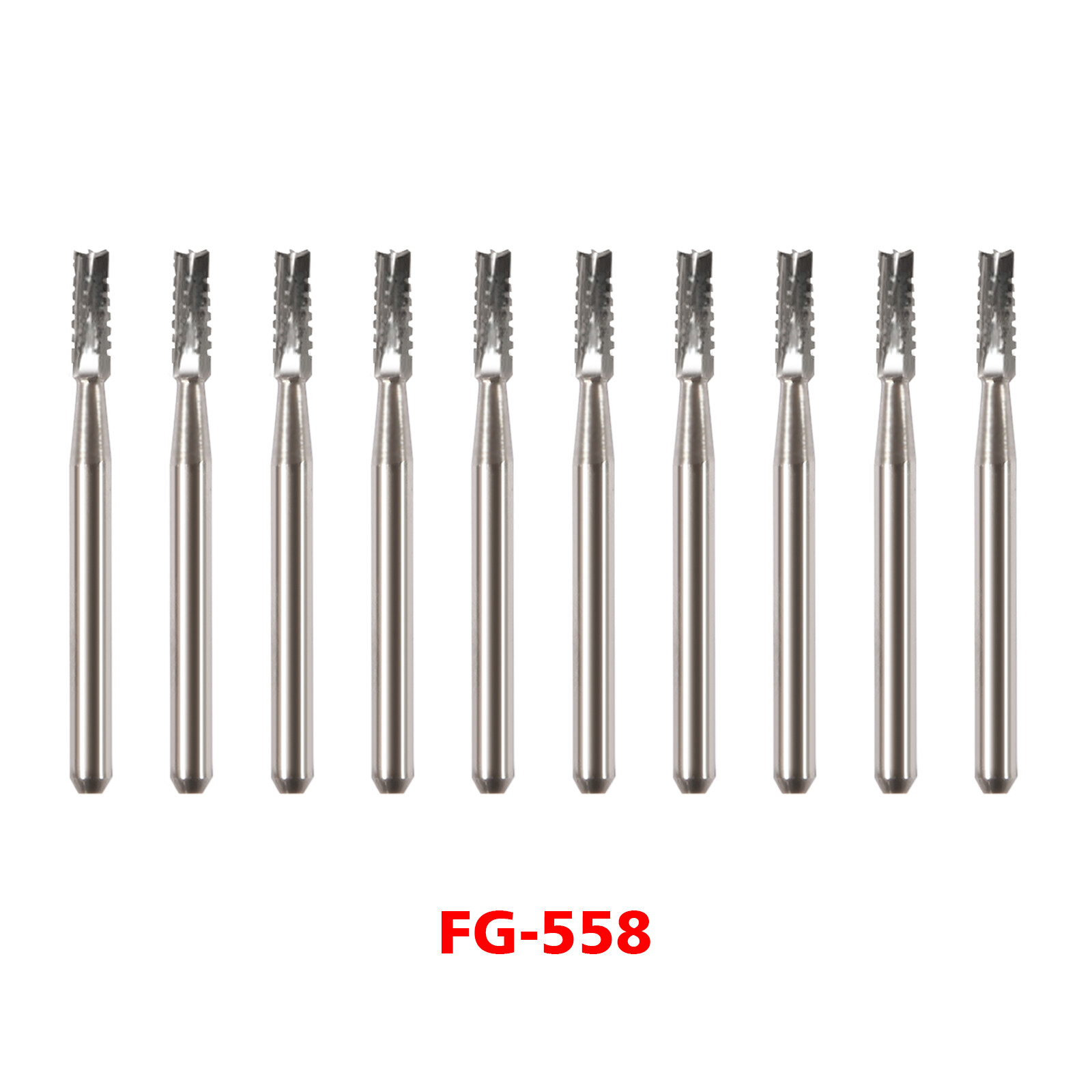 10 Dental Round Carbide Steel Drills Burs FG-558 Bur for High Speed Handpiece