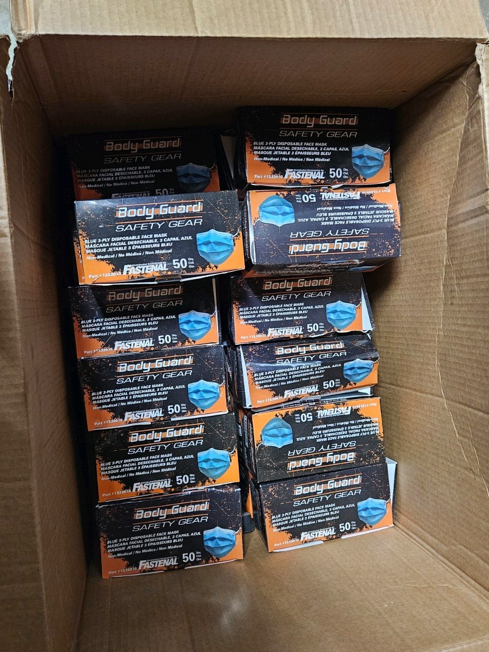 BODY GUARD FASTENAL SF-P01 P/N 1333910 3-PLY BLUE DISPOSABLE FACE MASK 26x Boxes