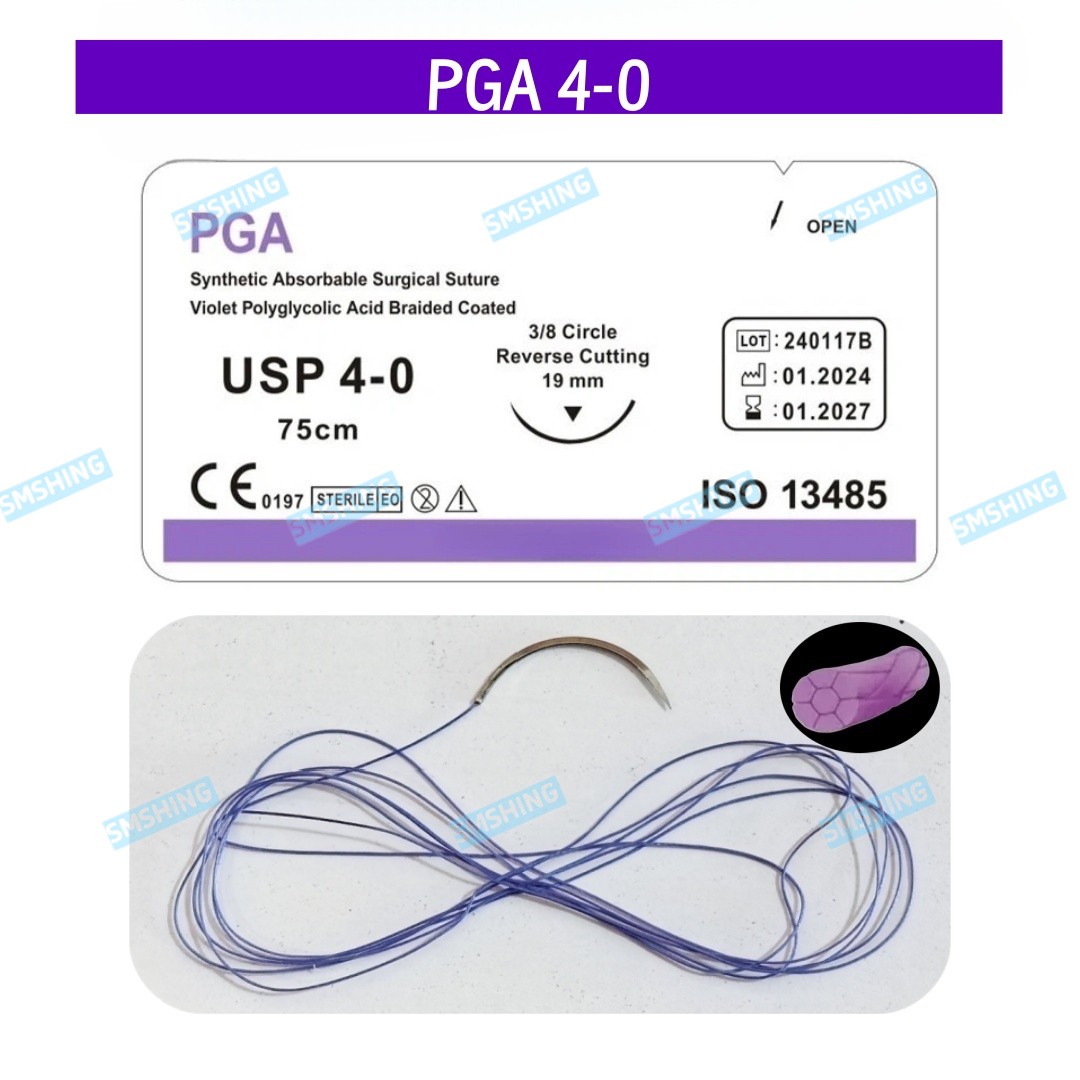 10Pcs Absorbable Surgical Sutures Dental Oral PGA 4-0 Natural Material Needled
