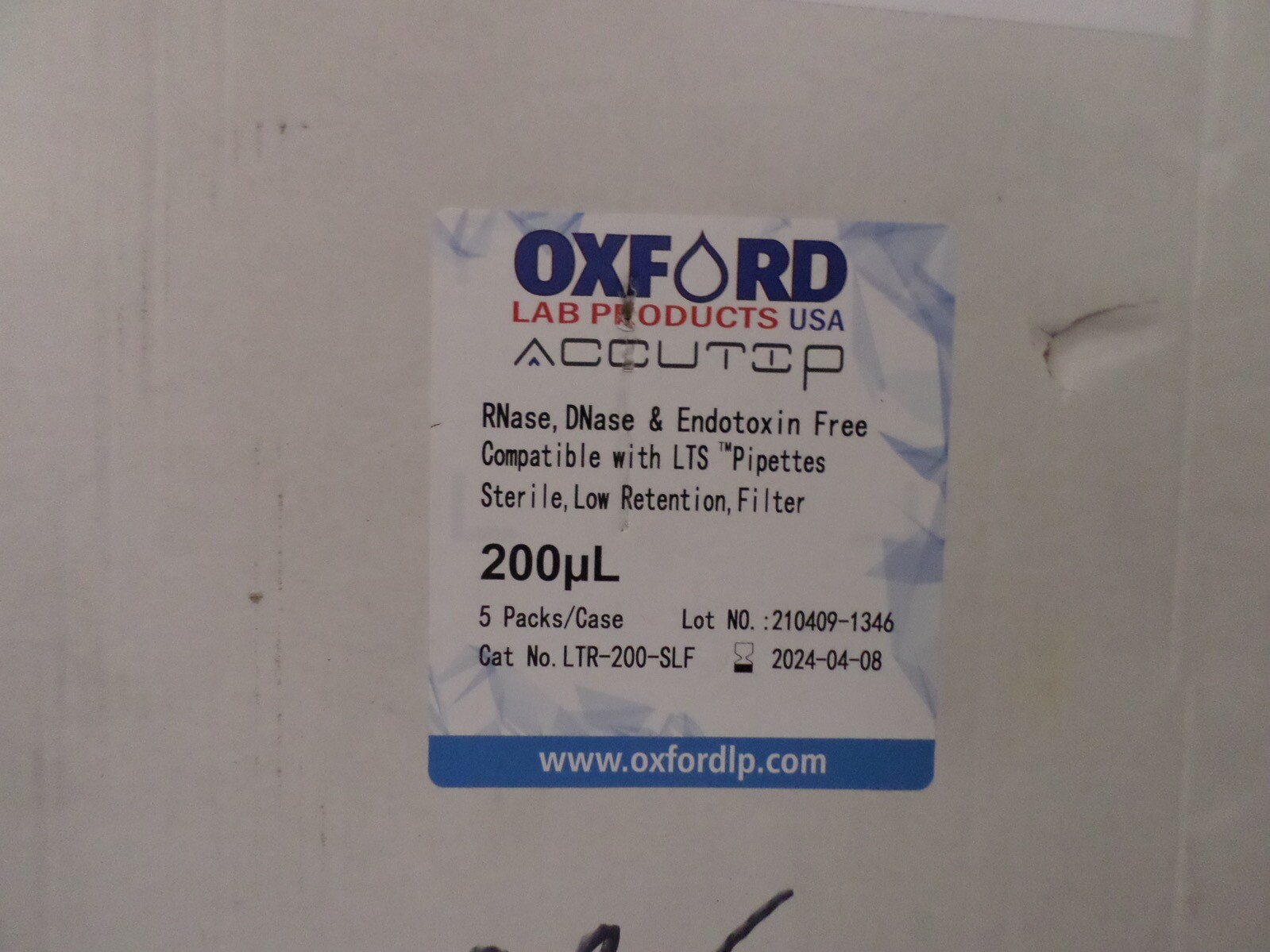 OXFORD LAB Plastic 200µL LTS Compatible Sterile Pipette Filter Tips 4800CS