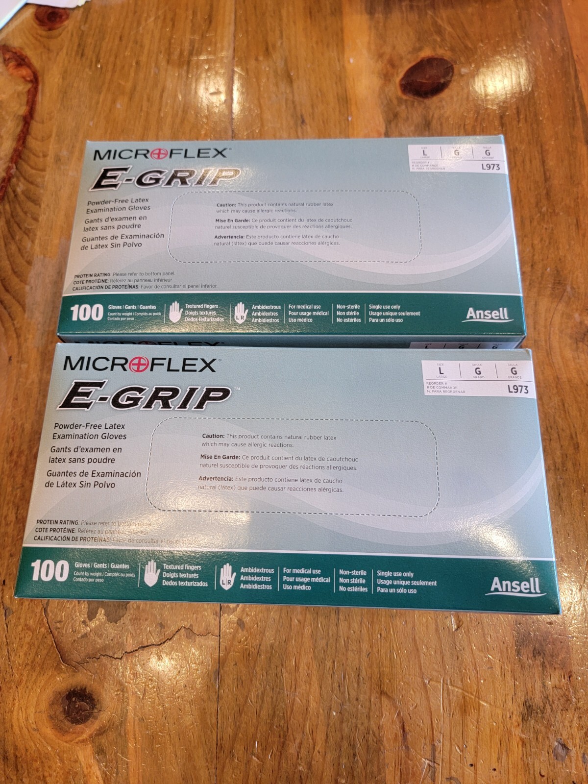 Microflex L973 E-Grip Natural Powder Free Latex Gloves, L Large 2pk