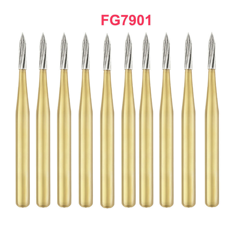 Dental Tungsten Carbide Gold Bur Trimming & Finishing &Polishing Flame FG7901