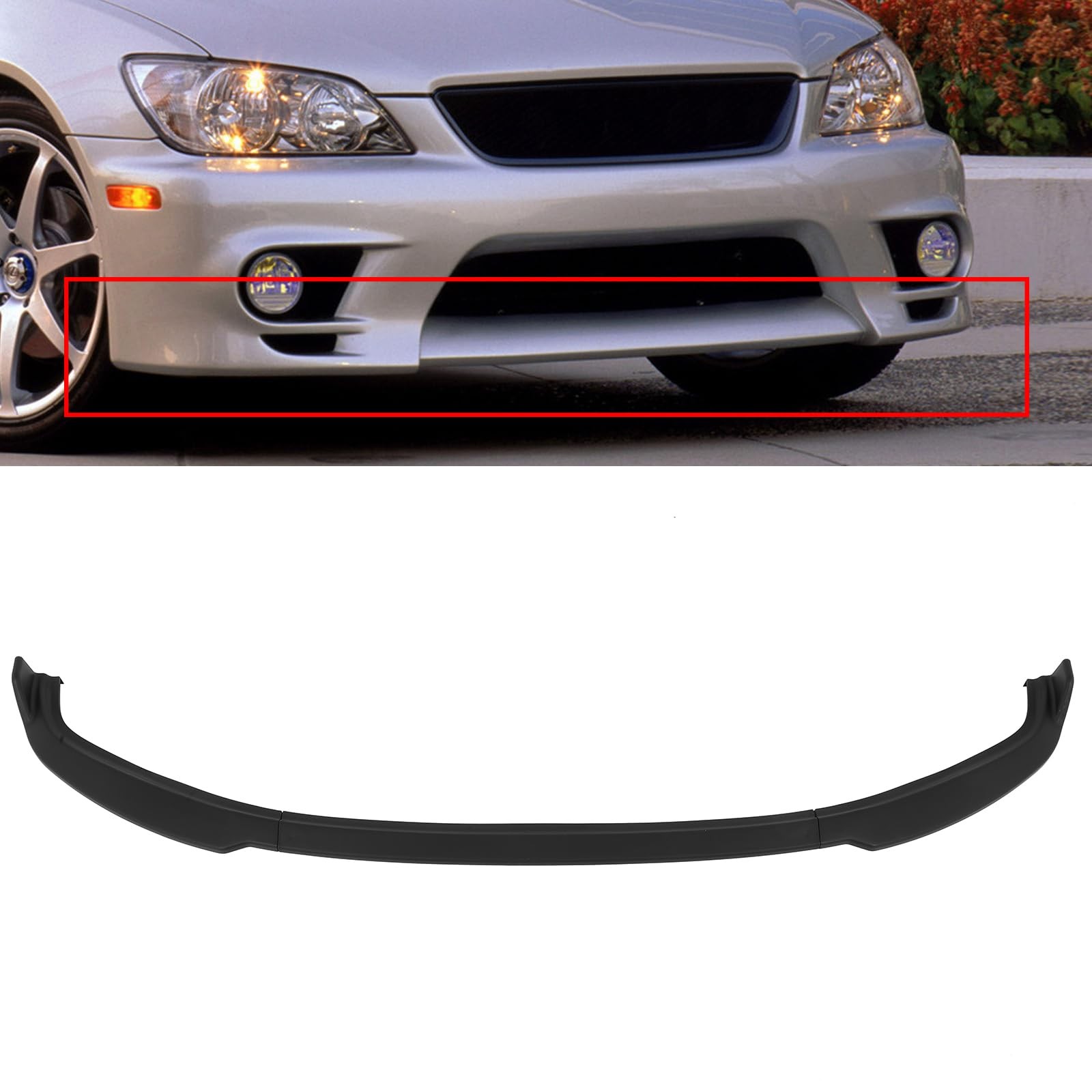 3PCS Front Bumper Lip PP Matte Black Compatible with 2001-2005 for Lexus IS300