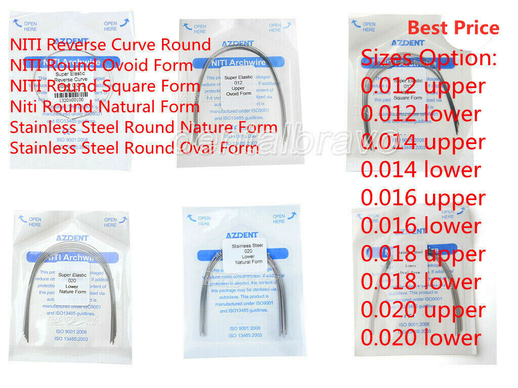 10x Dental Orthodontic Arch Wire NITI/Stainless Steel Round Ovoid/Natural/Square
