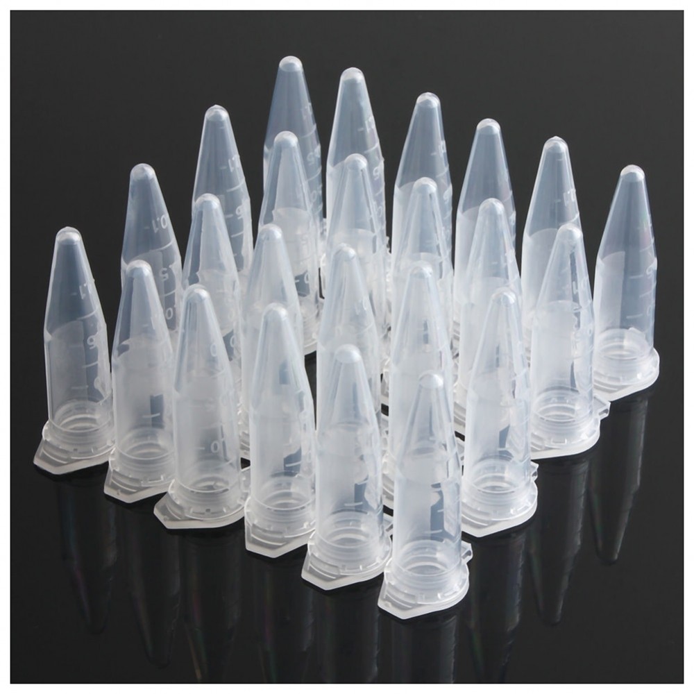 25x Small Plastic Vials Tubes Sealed Centrifuge Snap Cap Clear 1.5mL Liquid Tiny