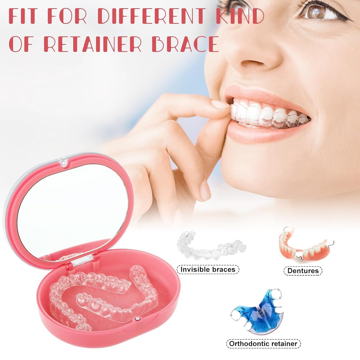 Double Layer Retainer Case Portable Aligner Case for Orthodontics Build In Mi…