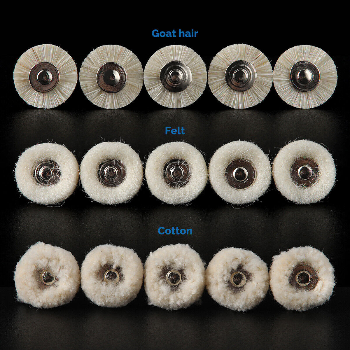 Dental RA White Goat Hair/Cotton/Wool Felt Polishing Brush Buffing Wheels 2.35mm