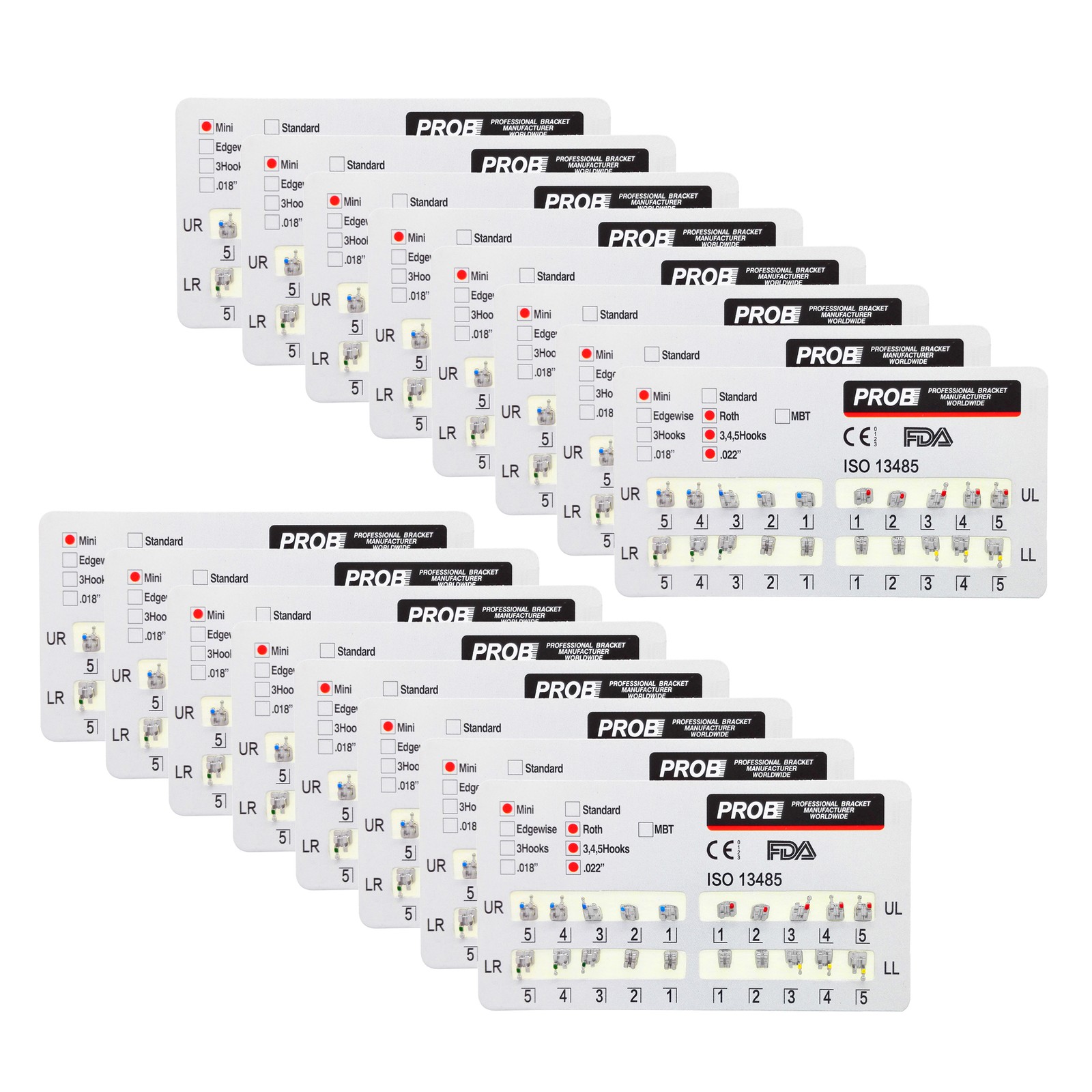 PROB Dental Orthodontic Brackets Brace Mini Roth MBT Standard 022/018 Hooks