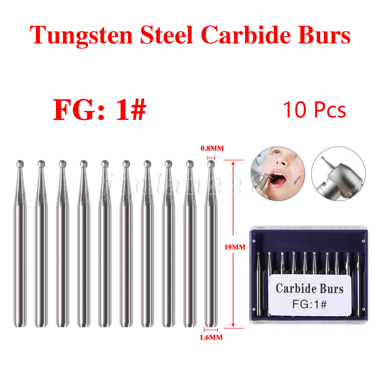 10-100PCS Dental Tungsten Carbide Bur Round Friction Grip FG 1 2 3 4 5 6 330 557