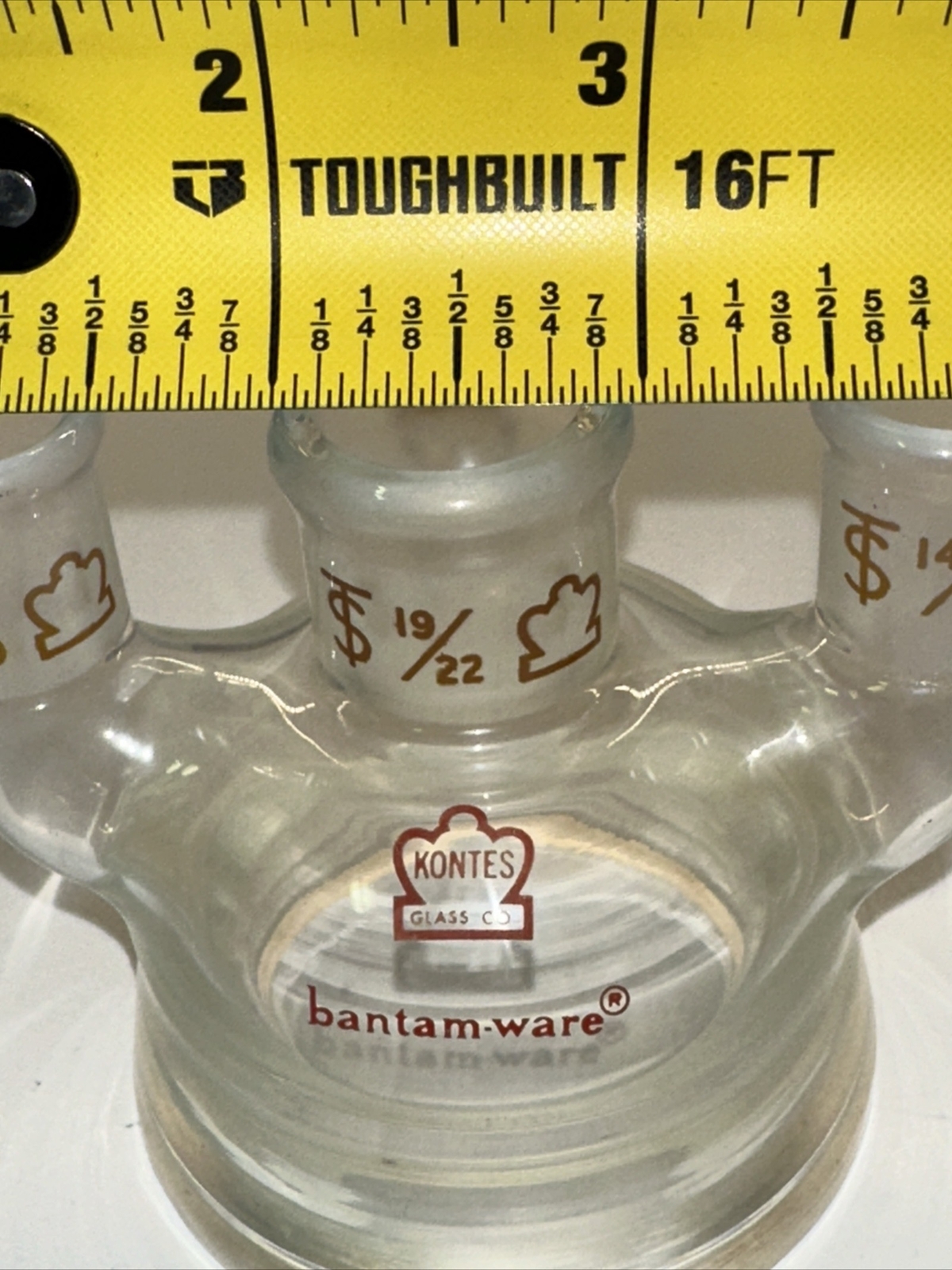Kontes Bantam ware 4 Neck Reactor Head, 19/22 Center & 14/20 Sides, 10/19