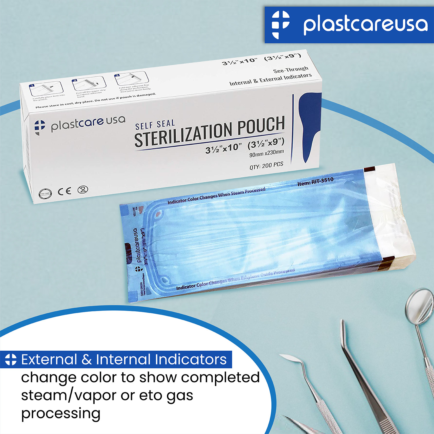 4000 Self-Sealing Sterilization Pouch, 3.5″ x 6.5″ (5.25), Paper/Blue (20 Boxes)
