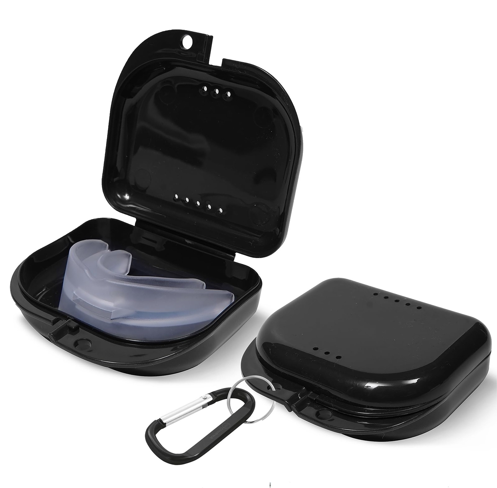 Retainer Case – Pack of 2 – Odorless Mouth Guard Set 2, Black