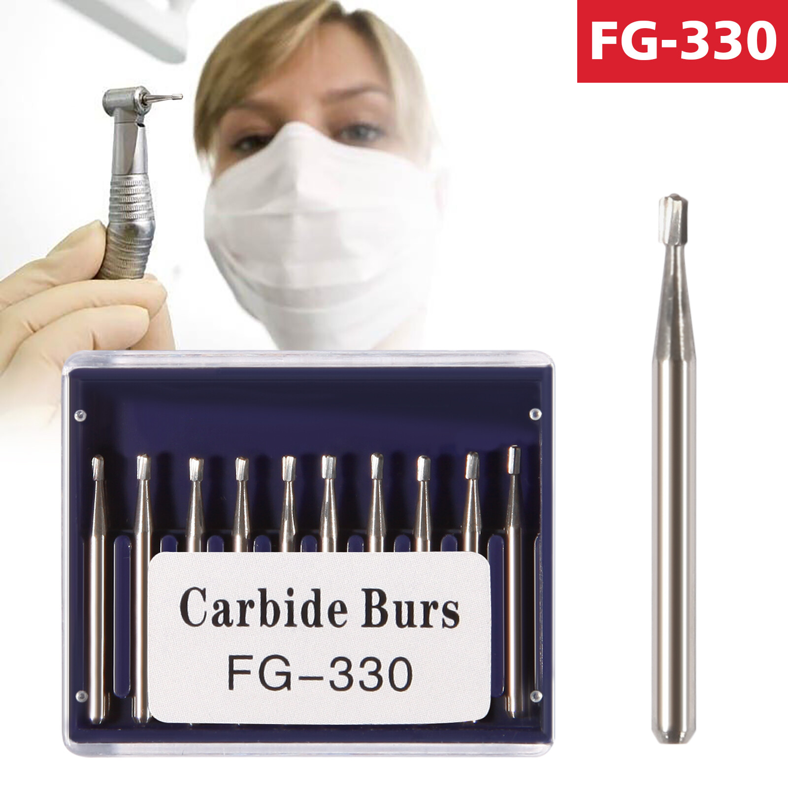 Dental Midwest FG #330 Shank Pear Shaped Carbide Burs 100/Pk