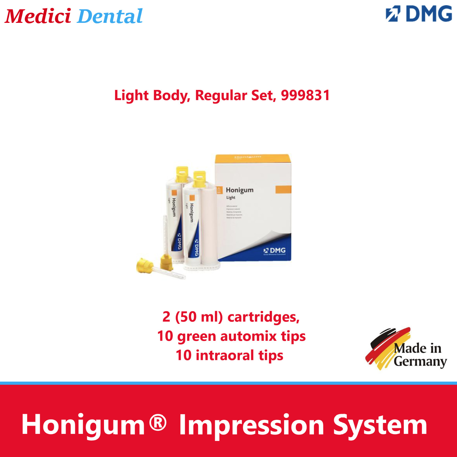 DMG VPS Impression Material Honigum Automix Hydrophilic Impression Material
