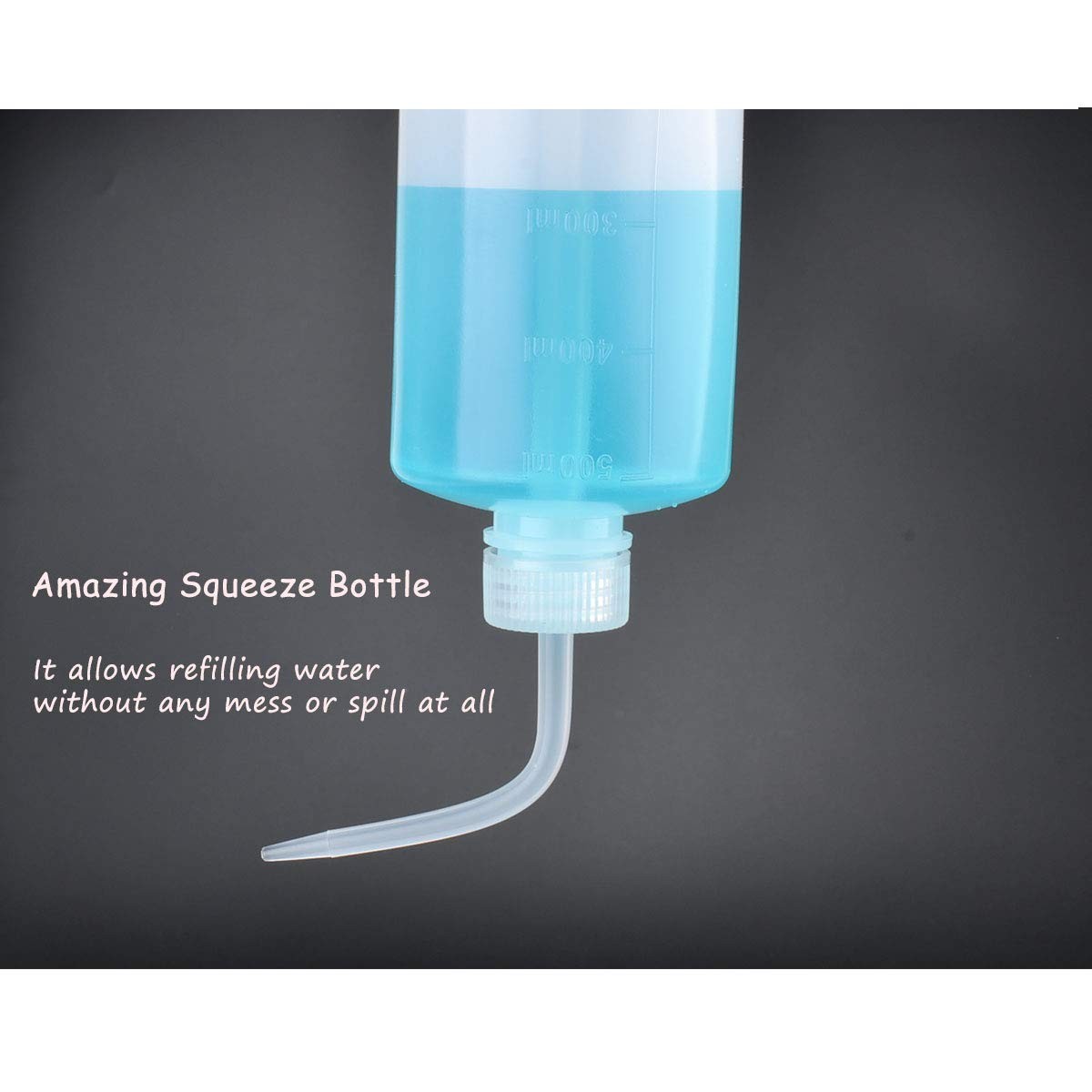 Valchoose 2Pack 500ml Squeeze Bottle 16.9oz, No Spill Wash 2x500ml, White