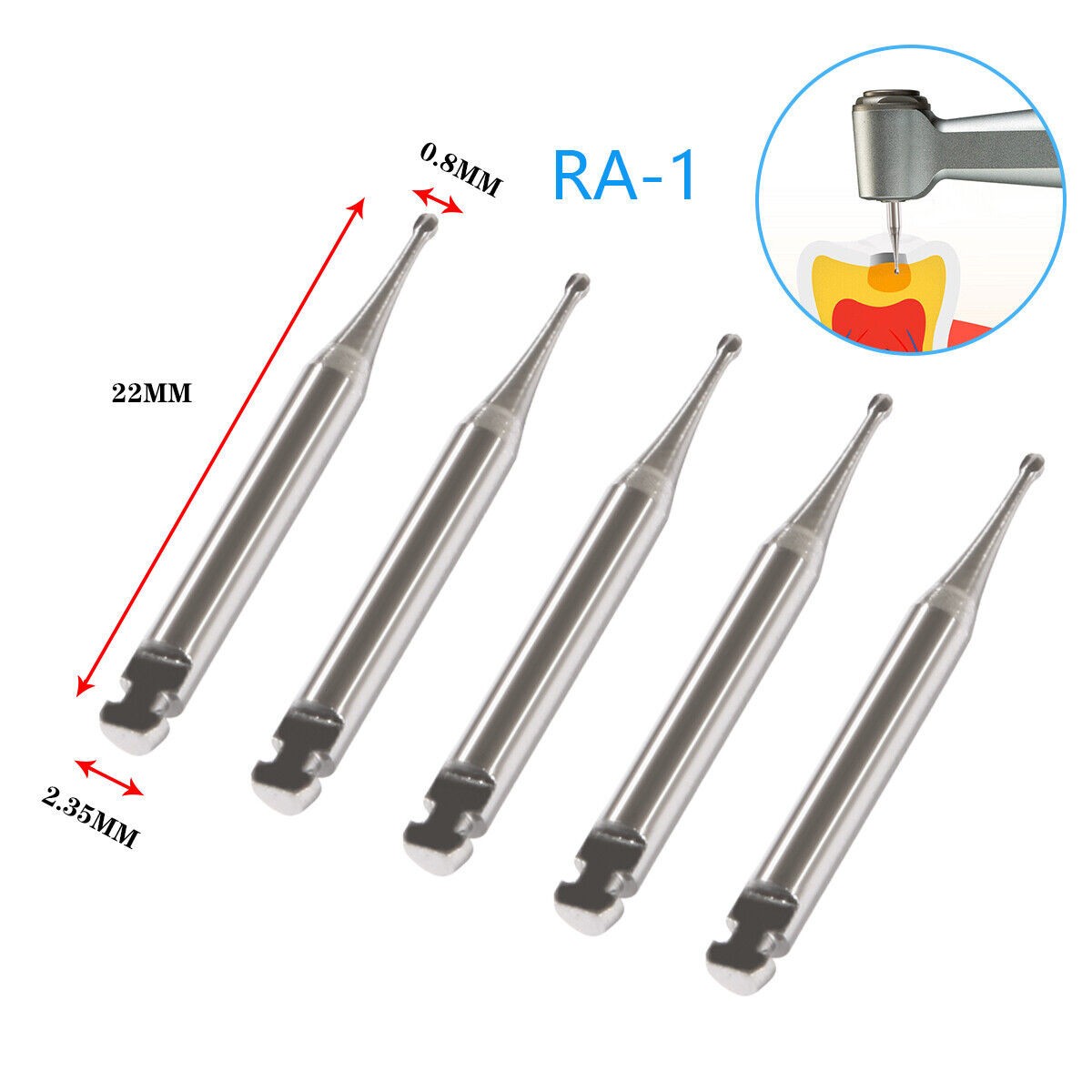 5 Pcs Dental Round Latch Carbide Bur RA 1 2 3 4 5 6 7 8 For Low Speed Handpiece