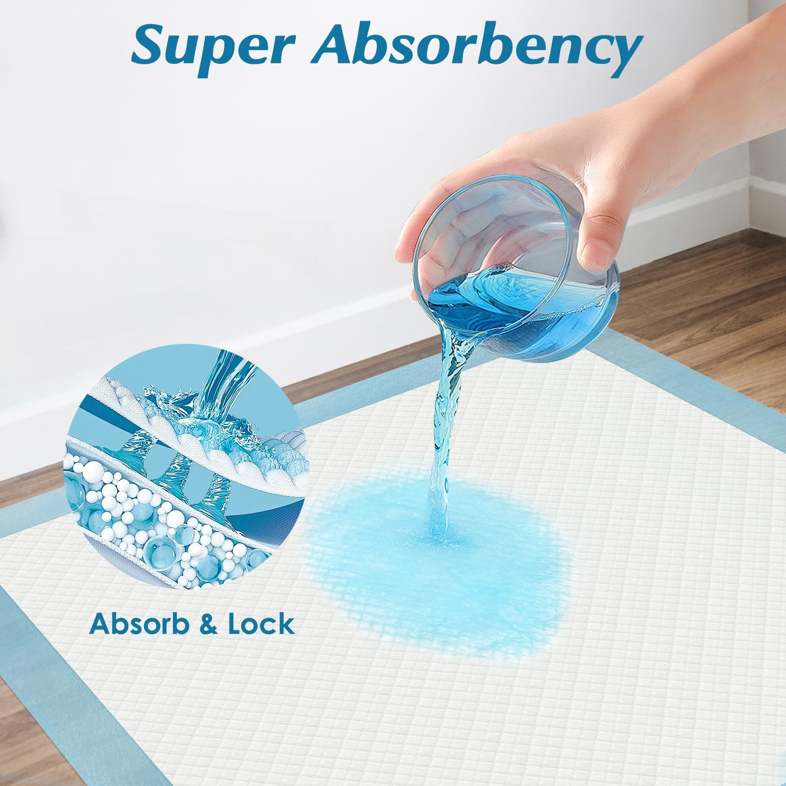 Wowflash 100 Count 22 X 22 Super Absorbency Disposable Underpads Leakproof