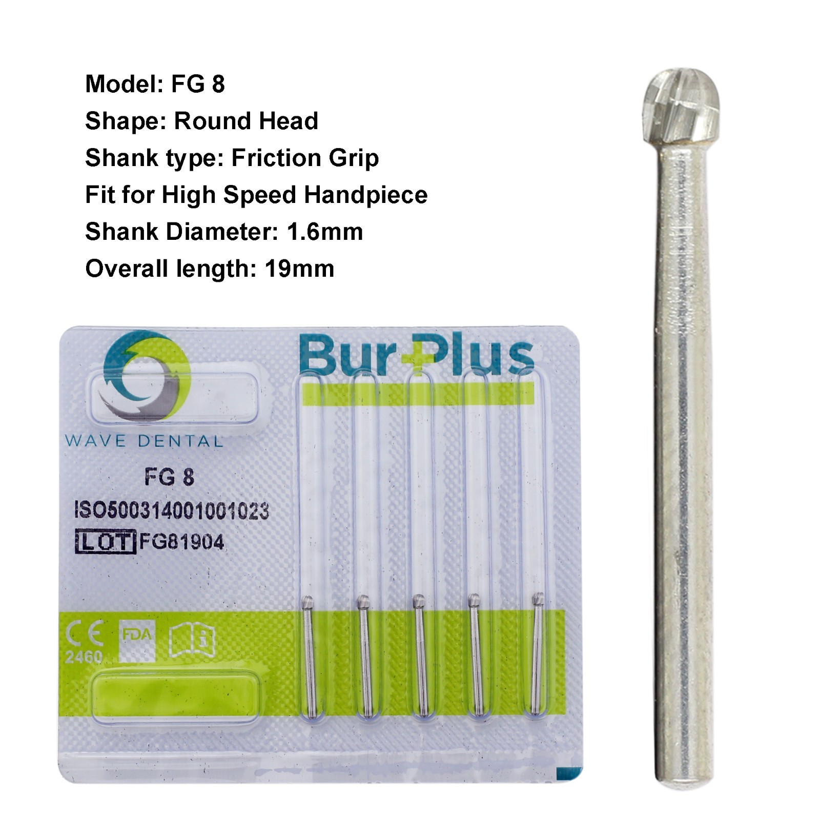 Wave Dental Burs Round Tungsten Carbide High Speed FG 1/2 1/4 1 2 3 4 5 6 7 8