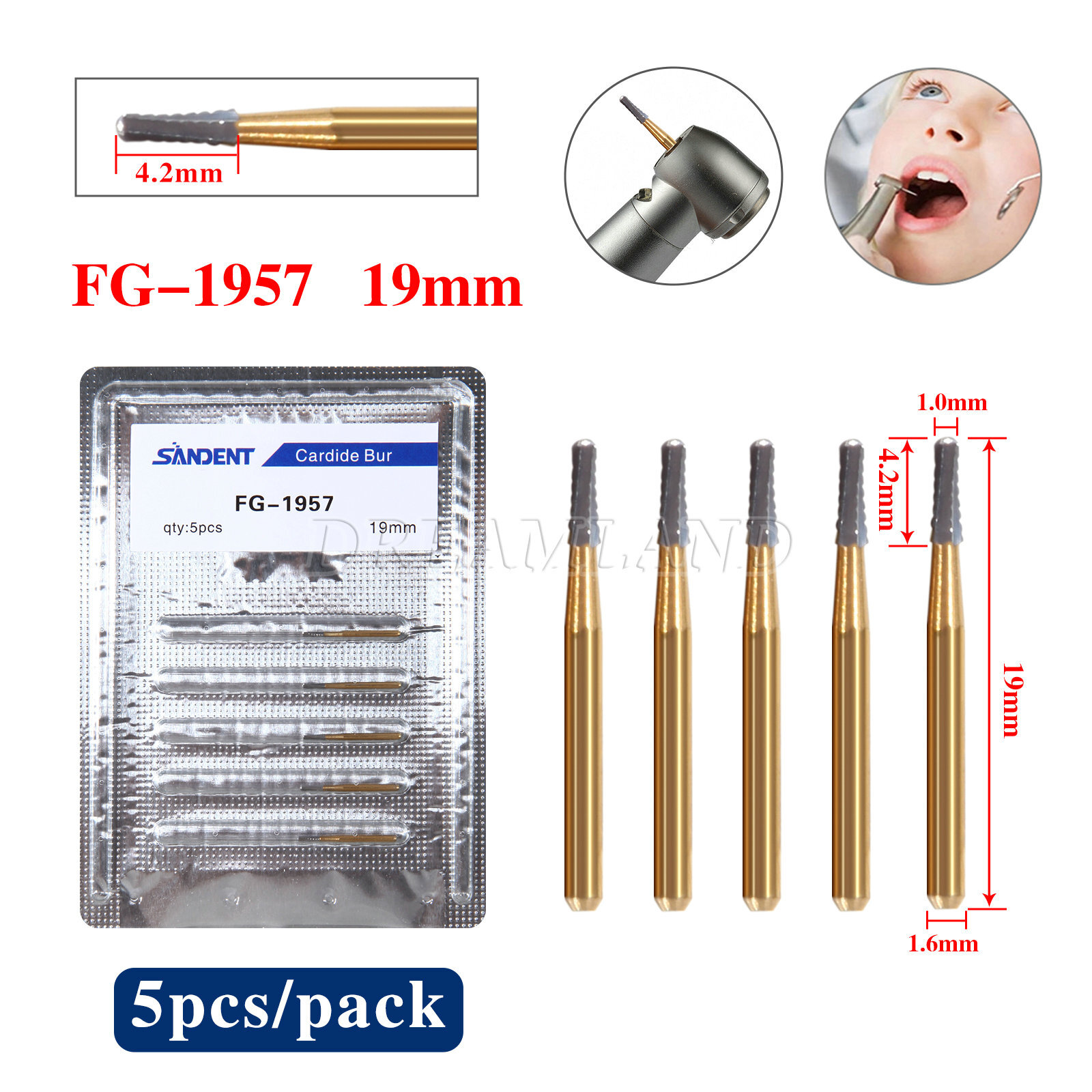 FG-1957/FG-1958 High Speed Dental Tungsten Steel Carbide Crown Metal Cutting Bur