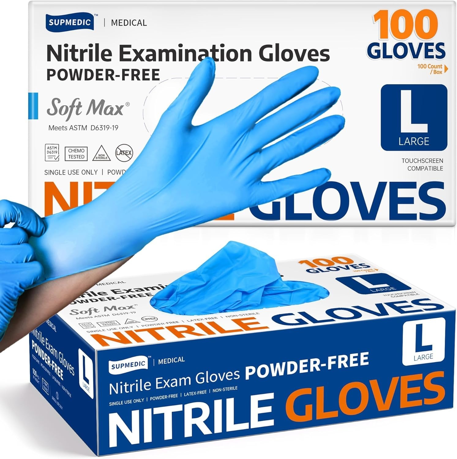 Soft Max Disposable Nitrile Gloves, 100 Count – Strong, Safe & Comfortable Fit