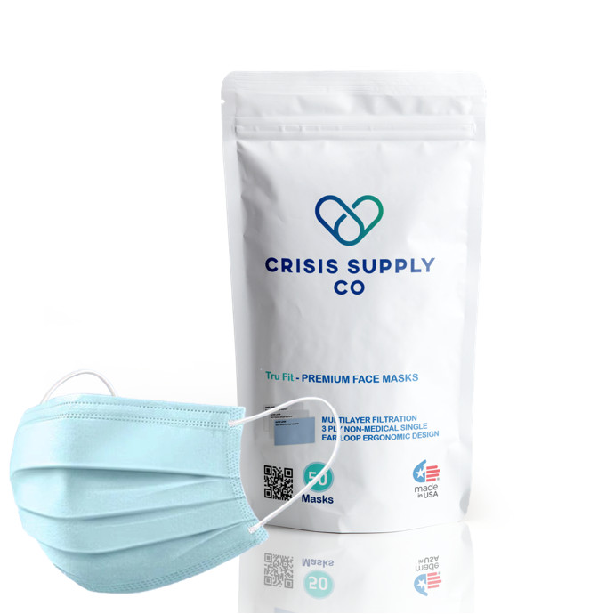 50 3 Ply Disposable Face Mask MADE IN USA Non Medical
