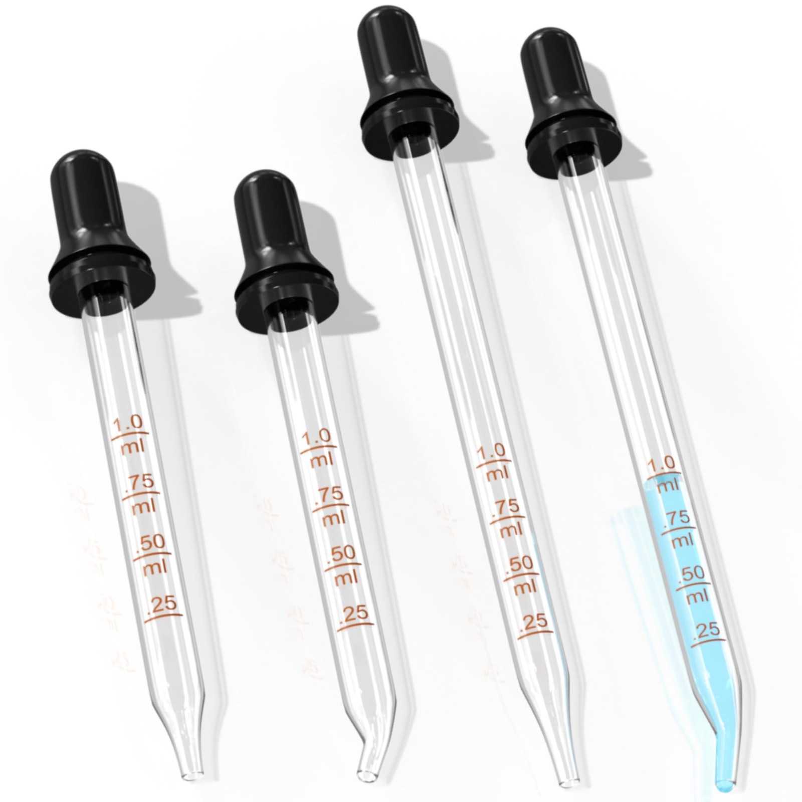 PrettyCare Eye Dropper 4 Pcs, Glass for 30 ml Essential 4P-30