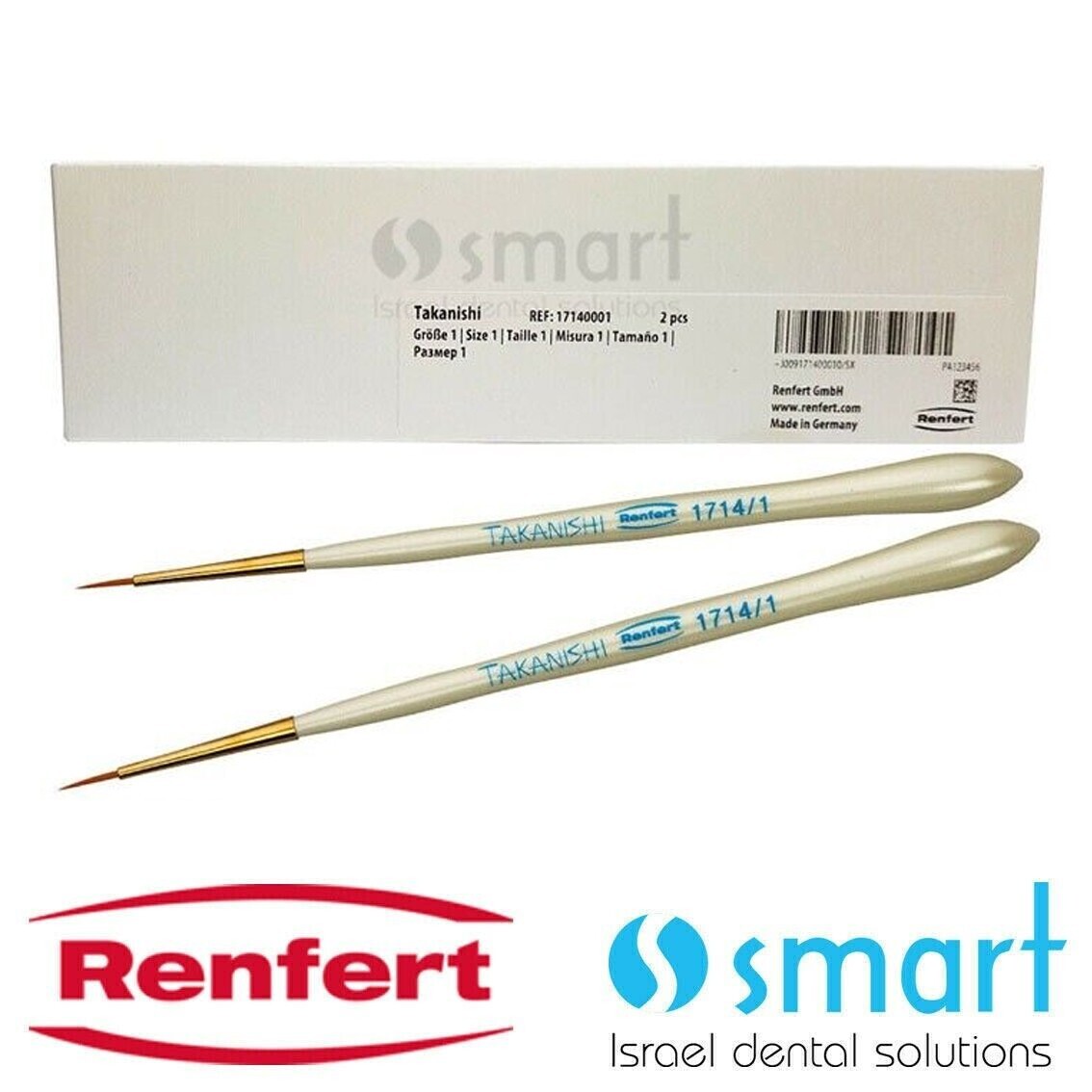 Lotx2 Renfert Dental ceramic brush premium Synthetic hair №1 Takanishi 17140001