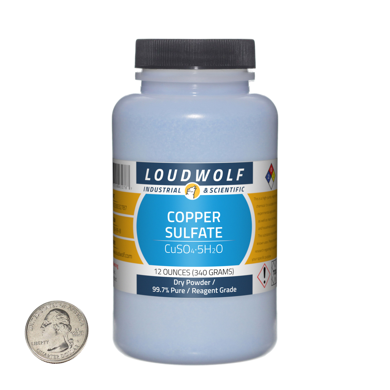 Copper Sulfate / 12 Ounce Bottle / 99.7% Pure Reagent Grade / Dry Powder / USA
