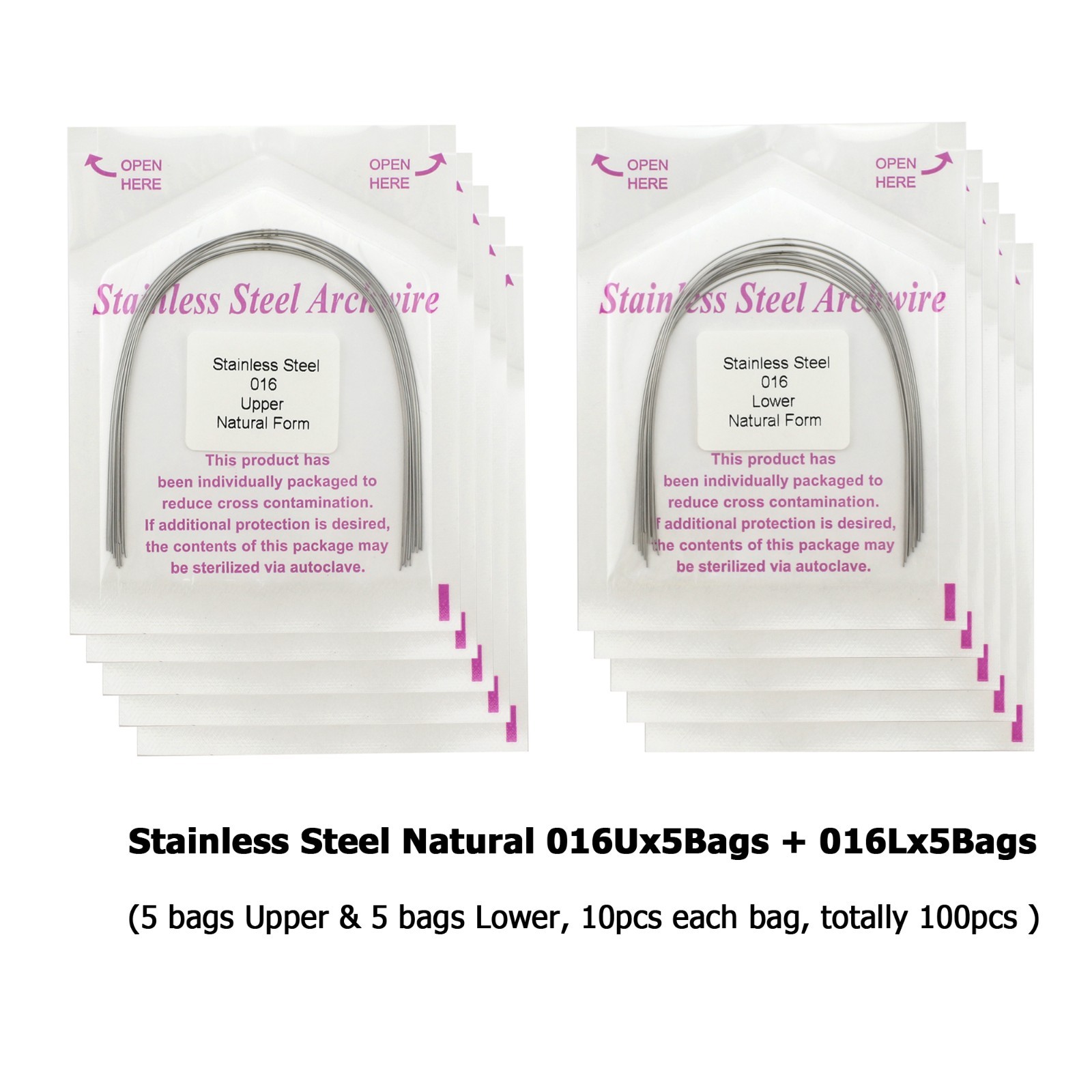 Dental Orthodontic Arch Wire Stainless Steel Natural Form Round Rectangular U L