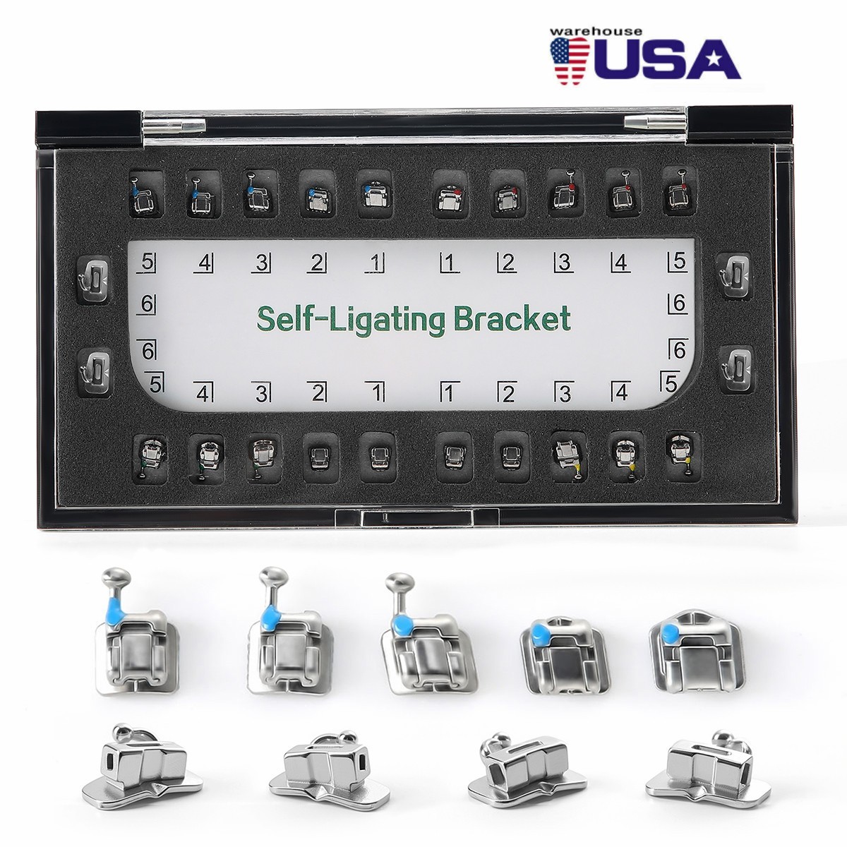 AZDENT Dental Orthodontic Self Ligating Bracket Braces Mini Roth.022 Hooks 345