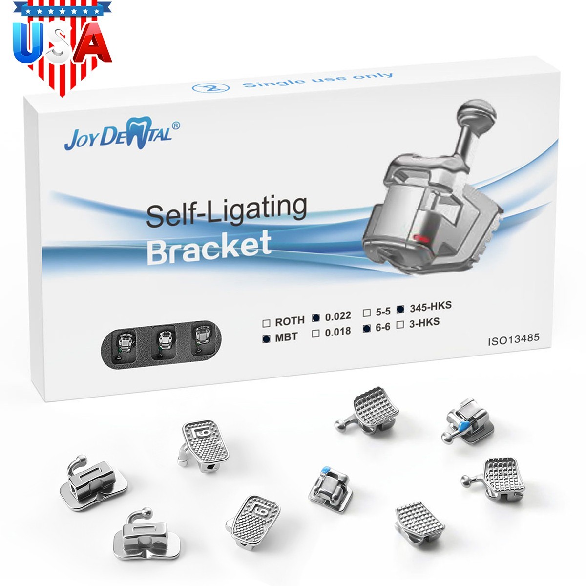 Dental Orthodontic Bracketo Autoenganchado Monoblock Mini MBT 022 Hooks 345