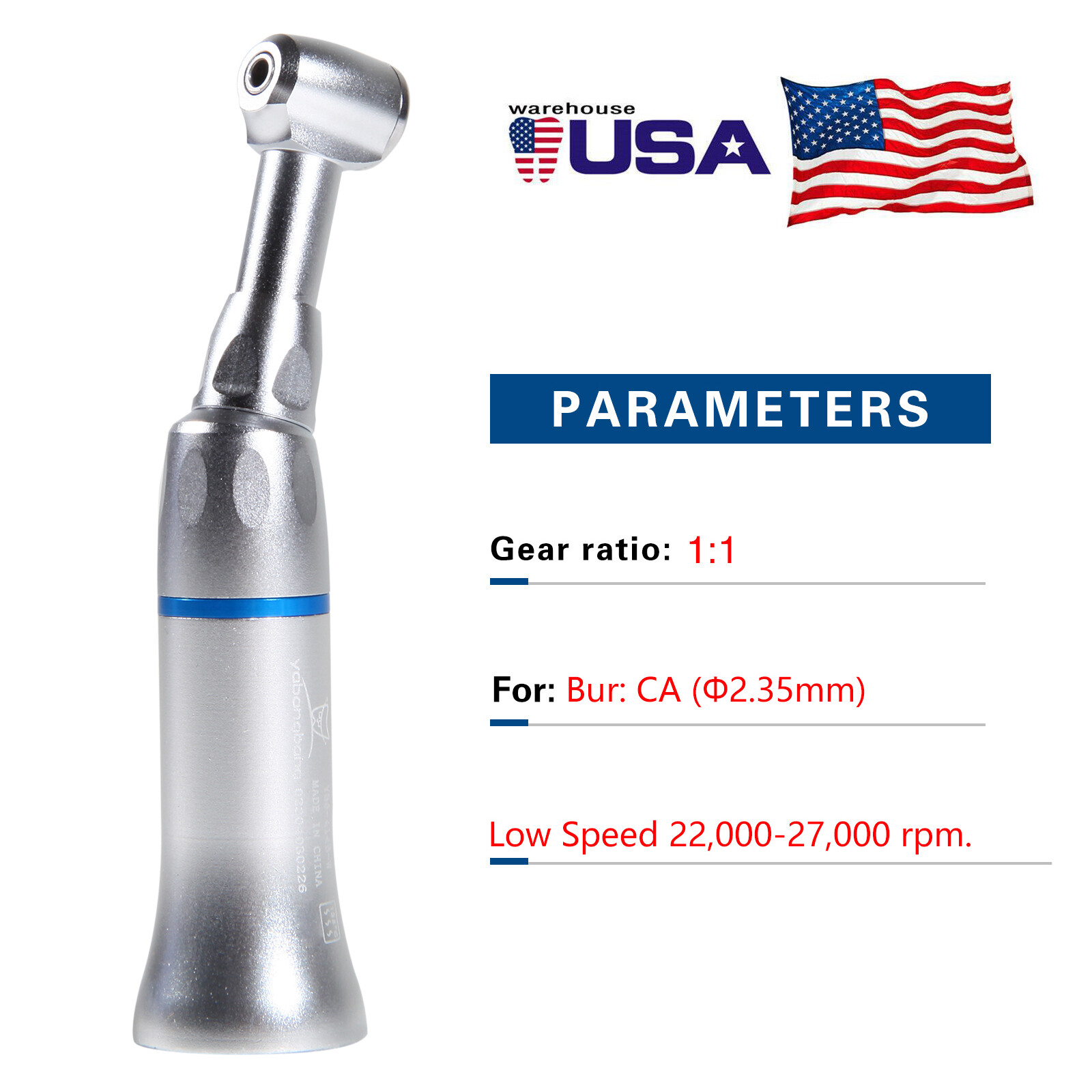 1-5 USA NSK Style Dental Slow Low Speed Contra Angle Handpiece Push Button Etype