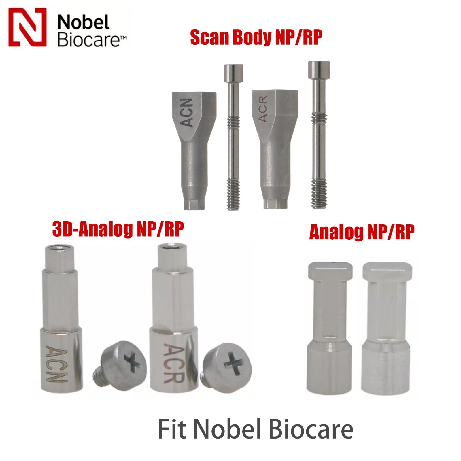 Fits Nobel Locator/Healing Abutments NP/RP Closure Cap Open/Closed Tray Conical