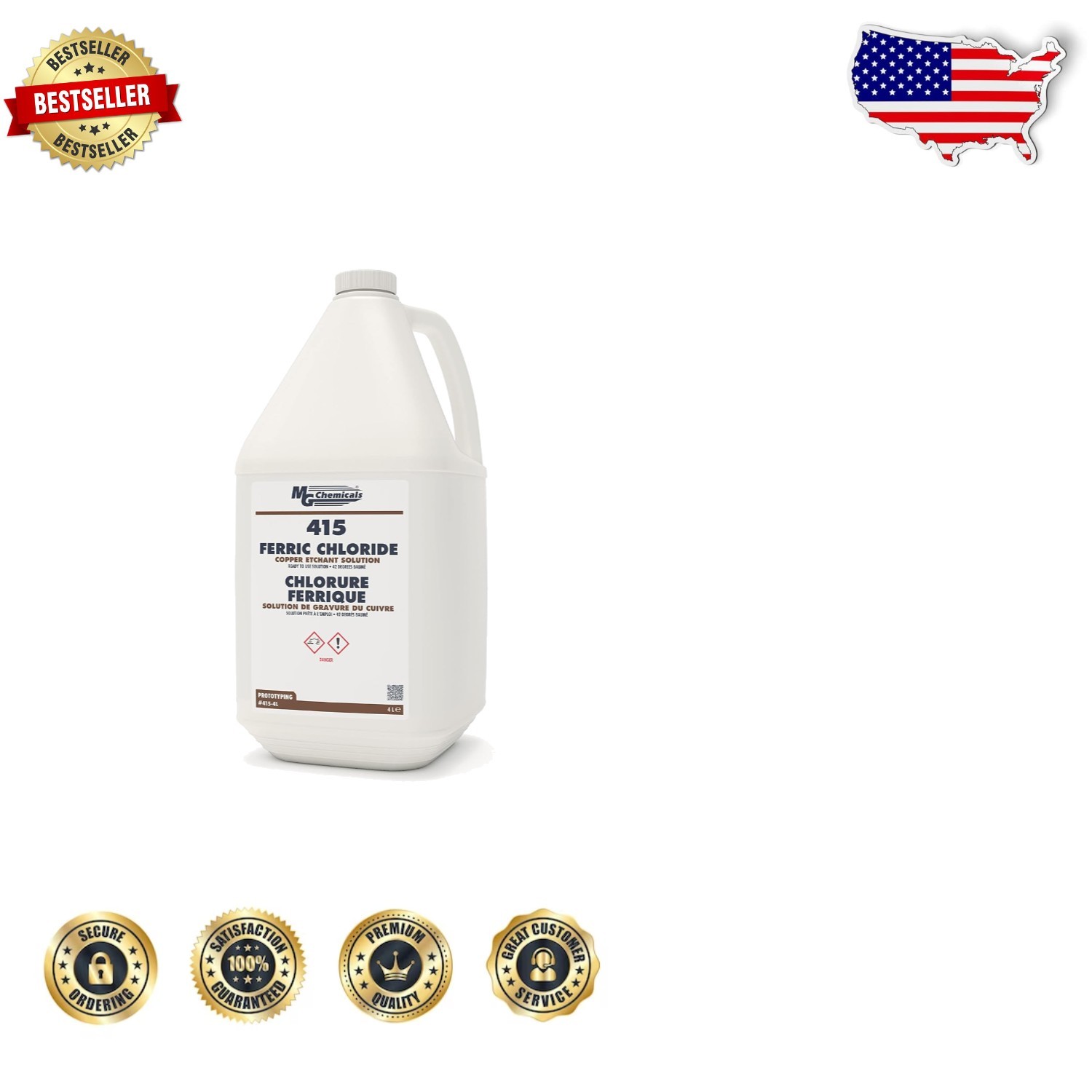 Ferric Chloride Copper Etchant 4L, Fast PCB Metal Etching Solution, Reusable