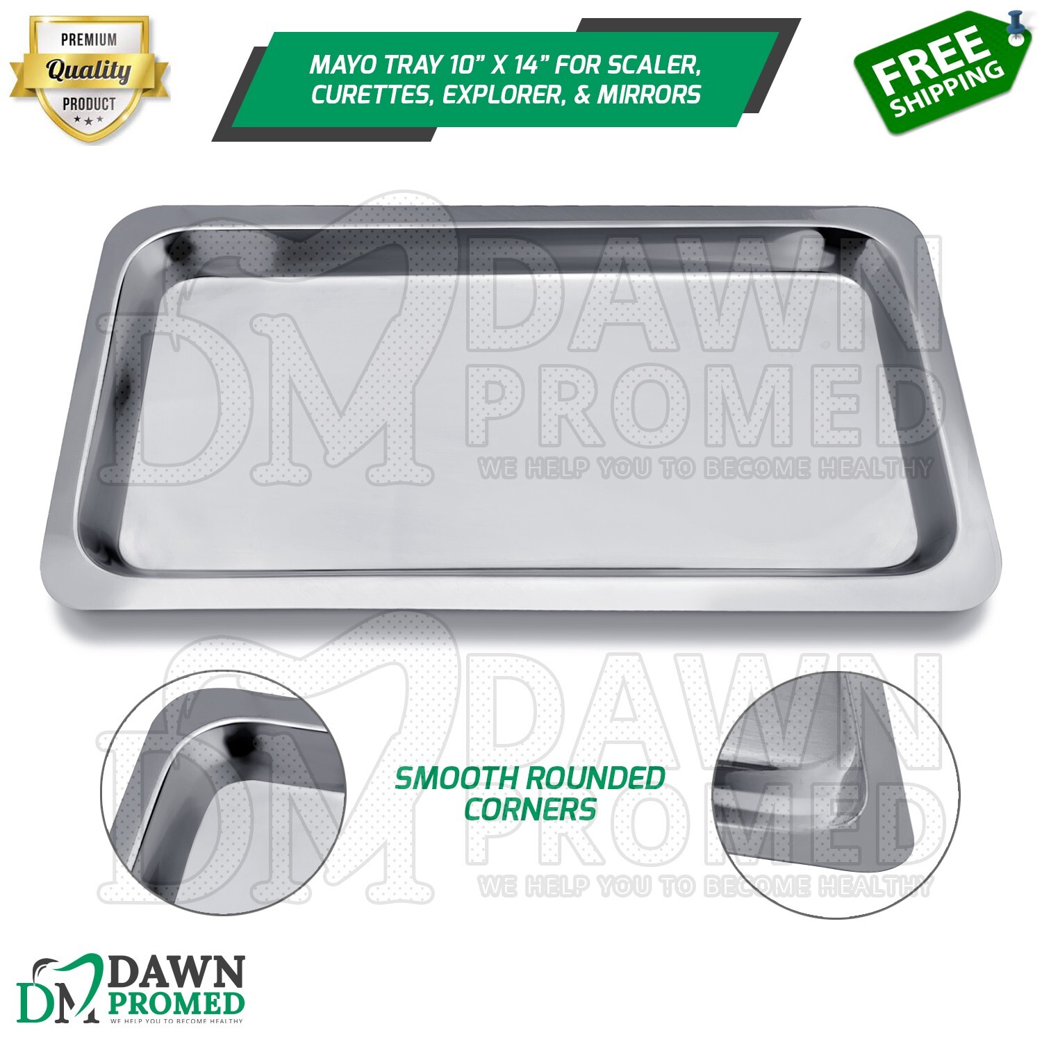 Mayo Tray 10″ x 14″ For Scaler, Curettes, Explorer, Mirrors & Probe Instruments