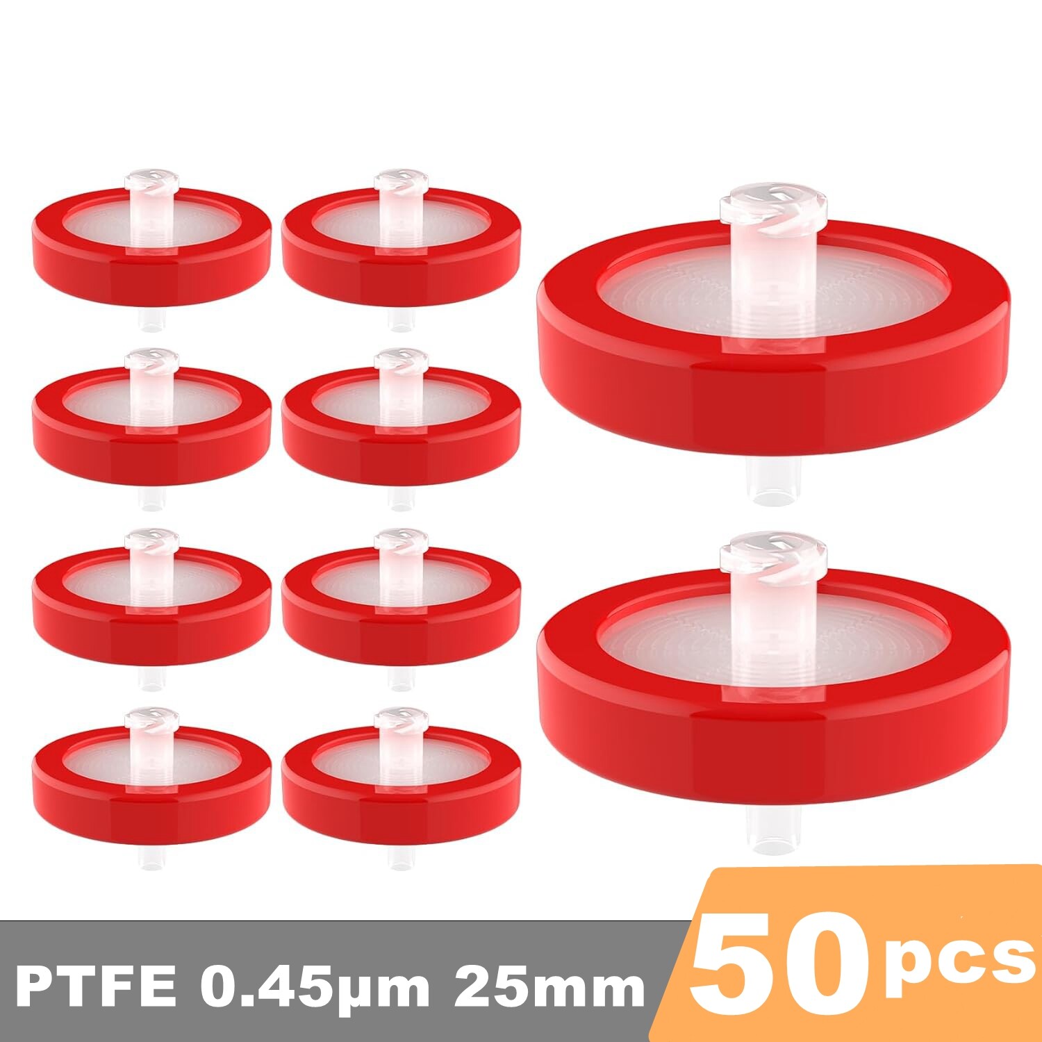25mm PTFE Membrane Syringe Filter0.45μm-Hydrophobic,Non-Sterile,HPLC/GC Analysis