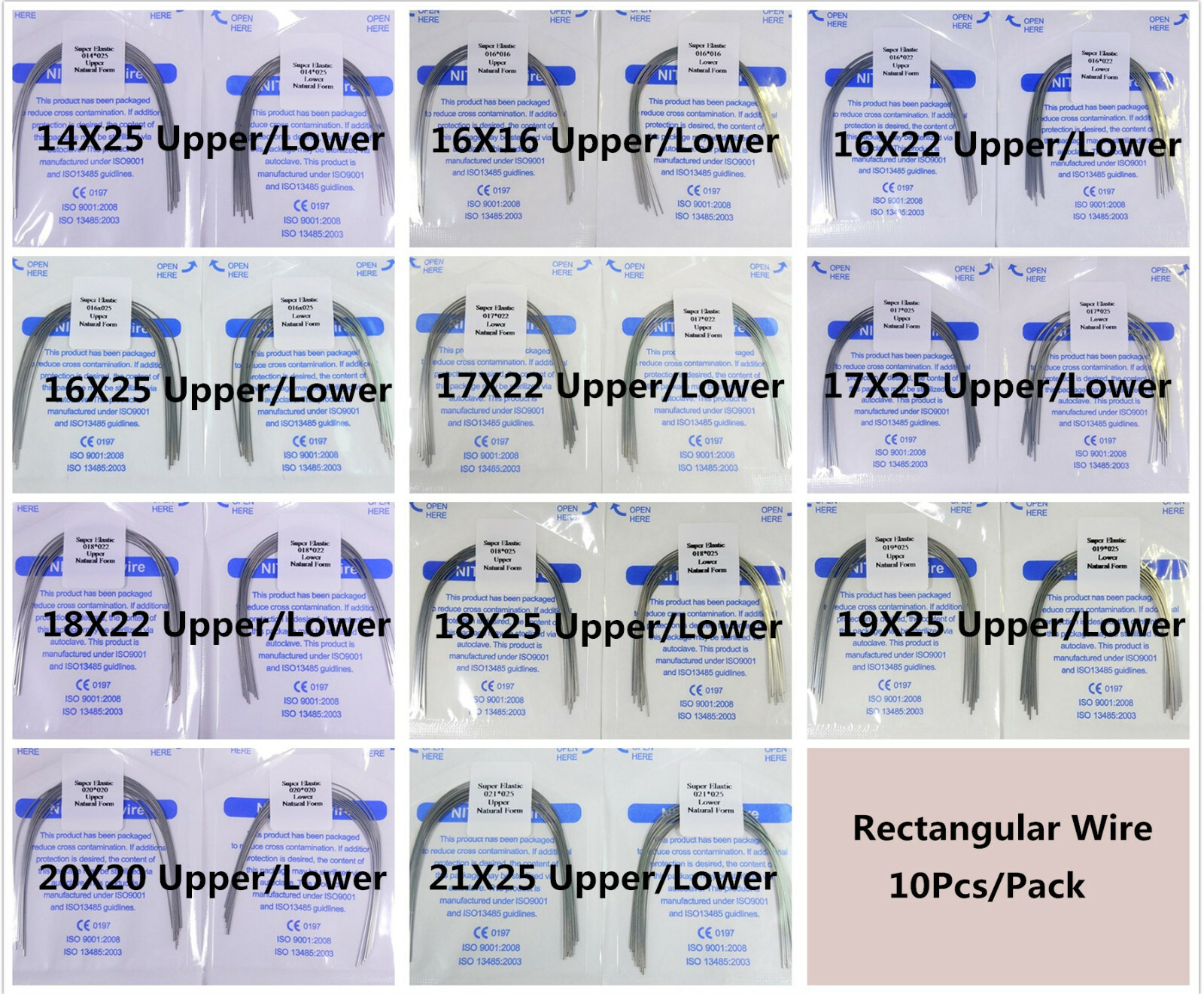200Pcs Dental Orthodontic Arch Wire Rectangular Super Elastic Niti Natural Ovoid