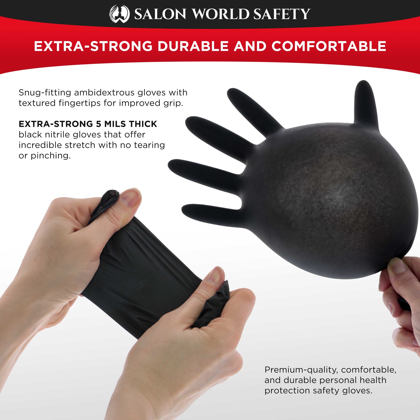 Black Nitrile Disposable Gloves, 10 Boxes of 100, Medium, 4 Mil – Latex Free