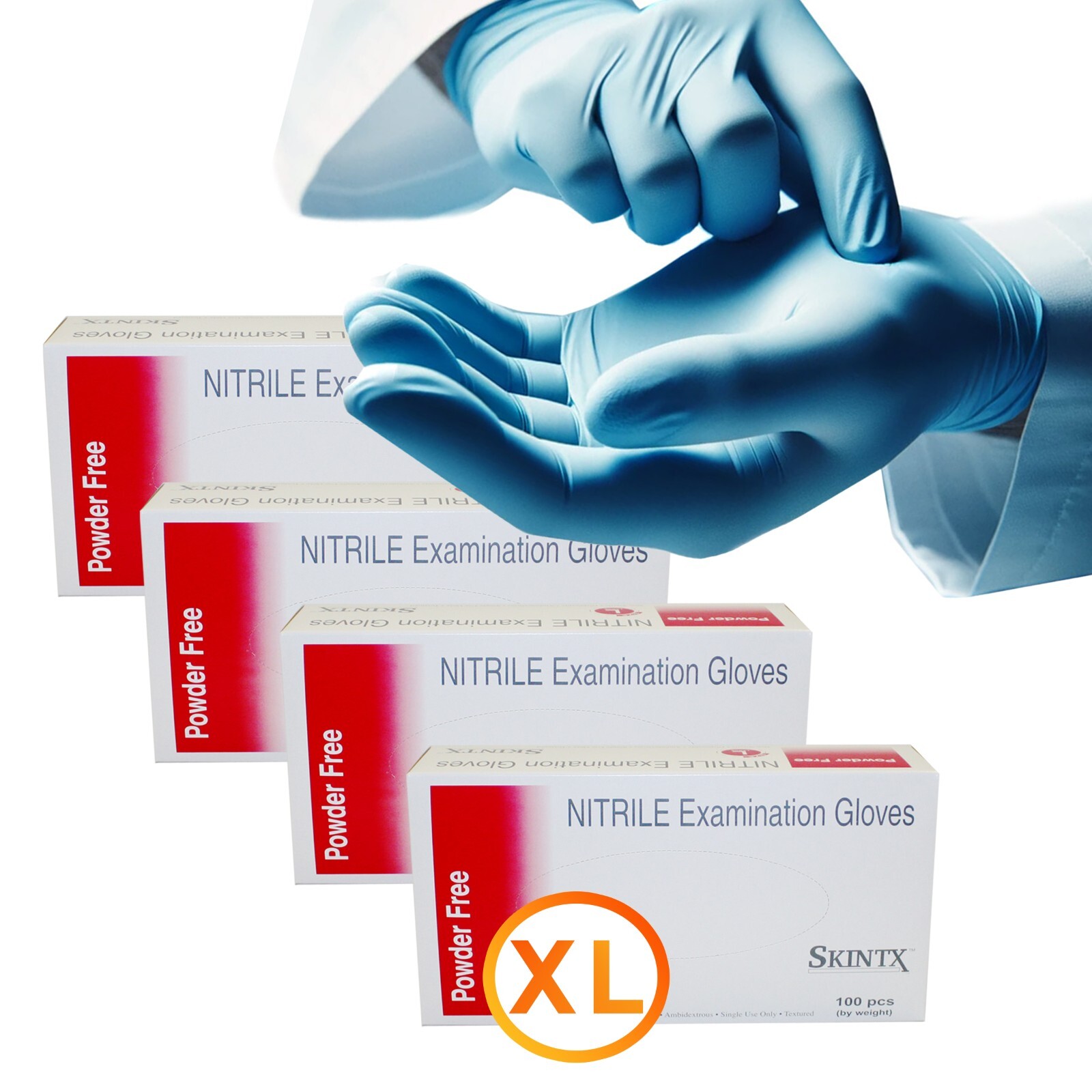 4 Boxe – XL – Medical Blue Nitrile Exam Dental Powder Free Disposable Gloves