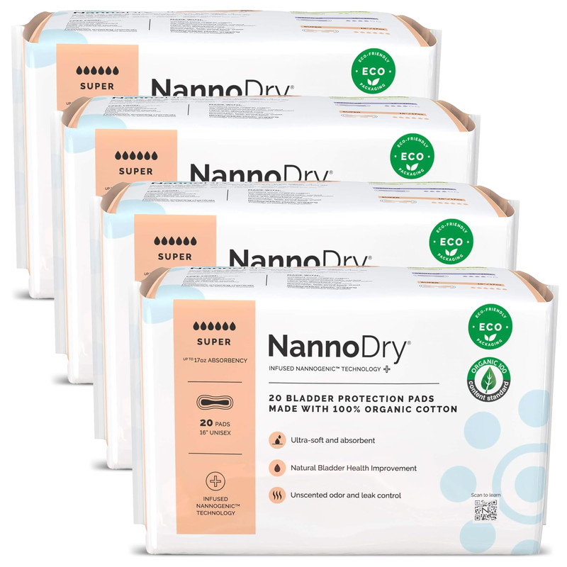 Nannodry Incontinence Pads For Women – 100 Organic Cotton Postpartum Pads