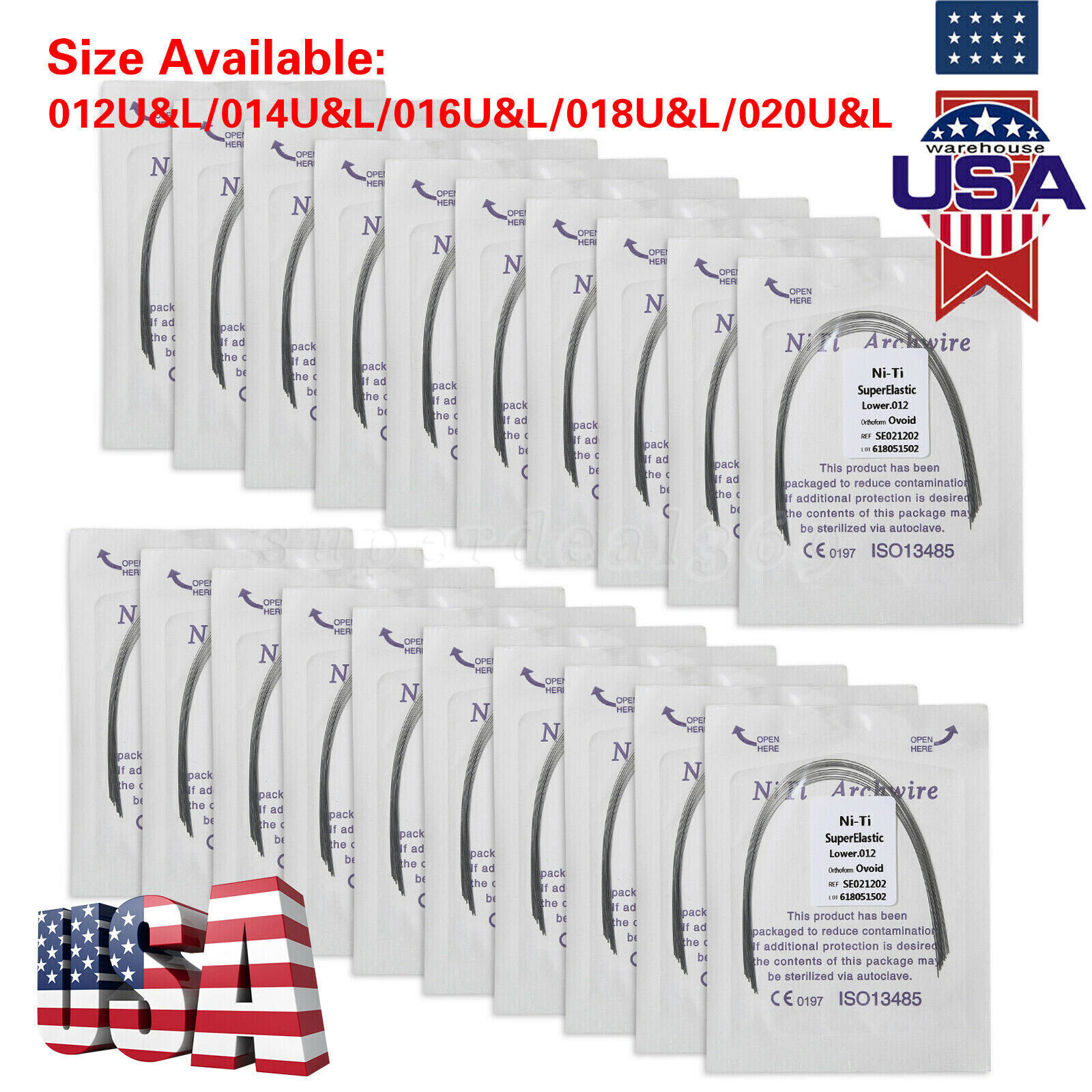 All Size Dental Orthodontic Super Elastic Niti Round Arch Wire Ovoid Form