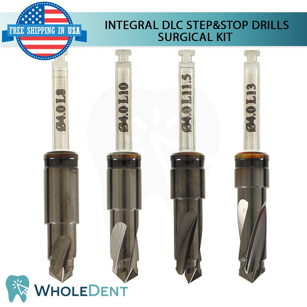 Integral DLC Step & Stop Drills Kit Dental Drill Bur Tool Universal Instrument