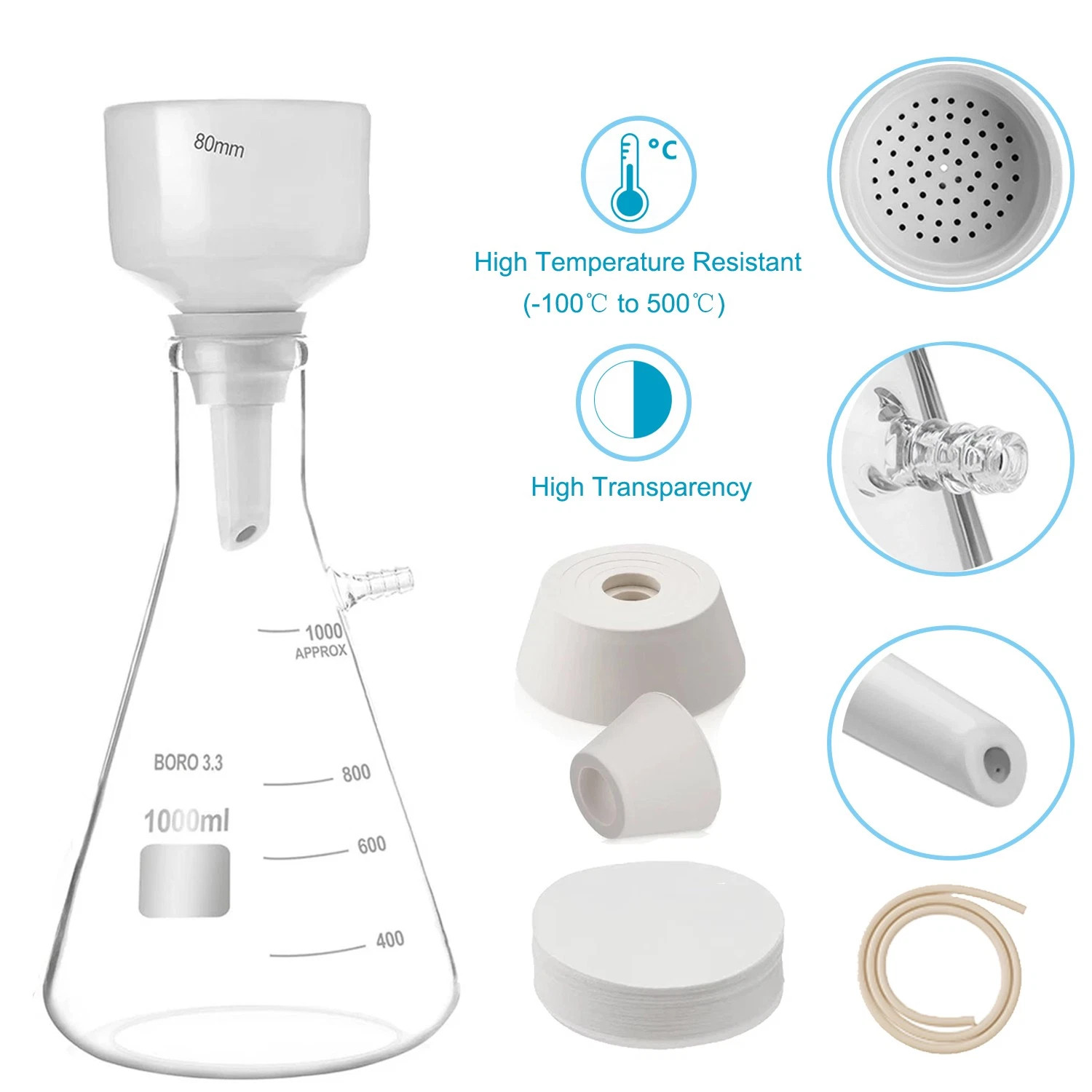 1000ml Buchner Funnel Filtering with Flask Funnel Ceramics Buchner Funnels 80mm
