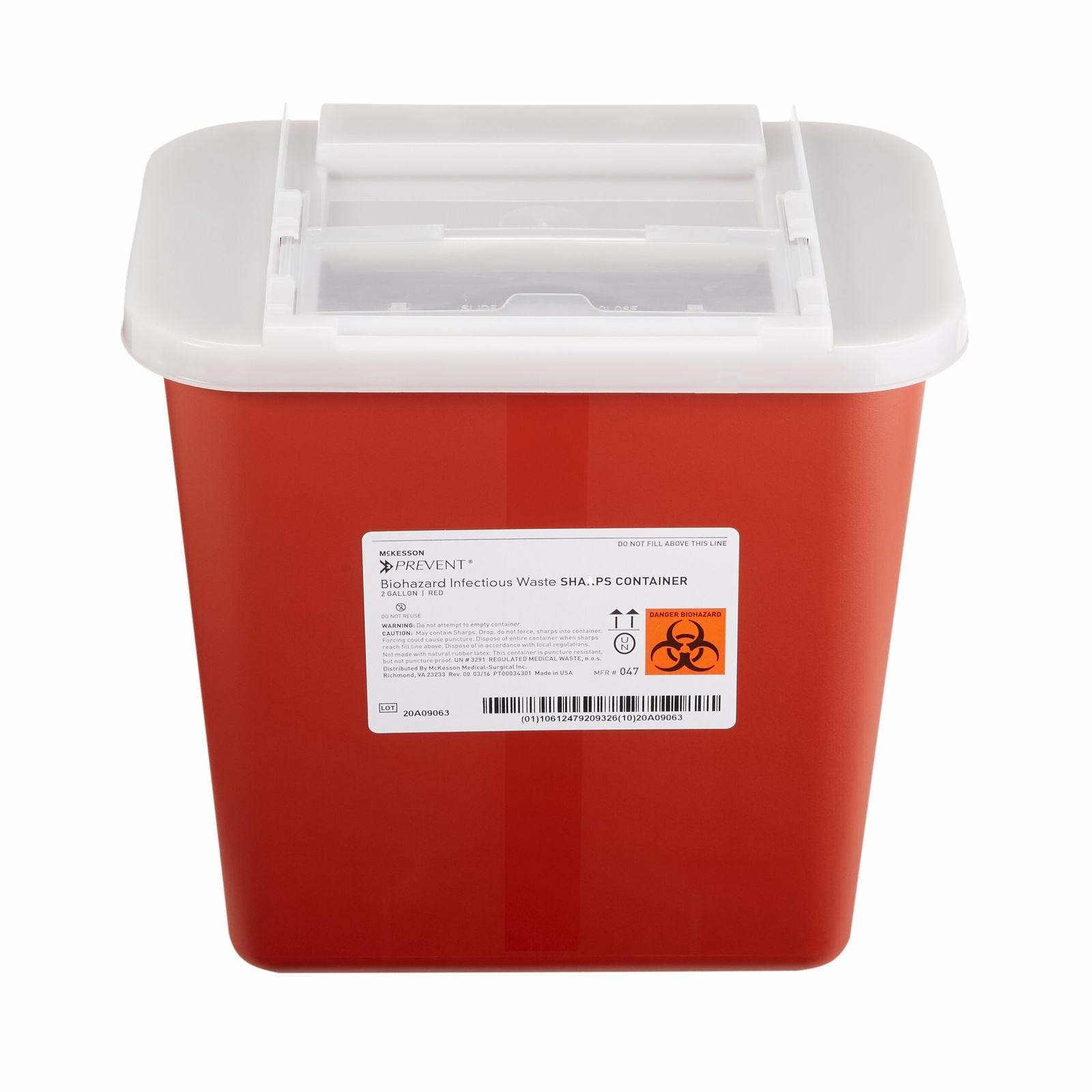 McKesson Prevent Sharps Container 2 gal. Horizontal Entry Case of 20