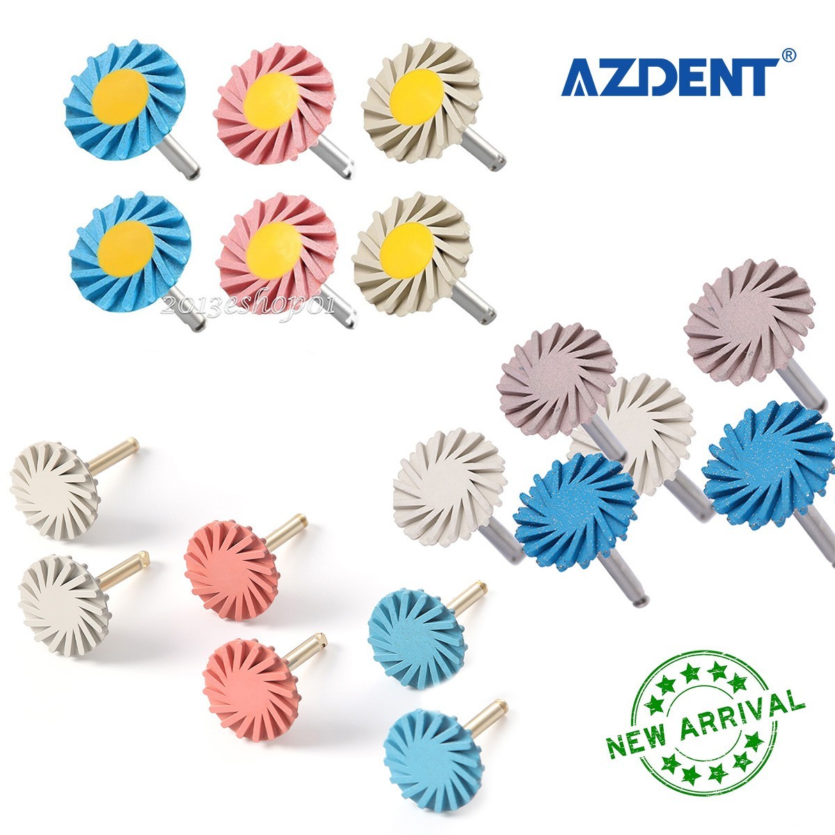 6pcs Dental Diamond Impregnated Polishing Wheel RA 2.35mm Polisher AZDENT
