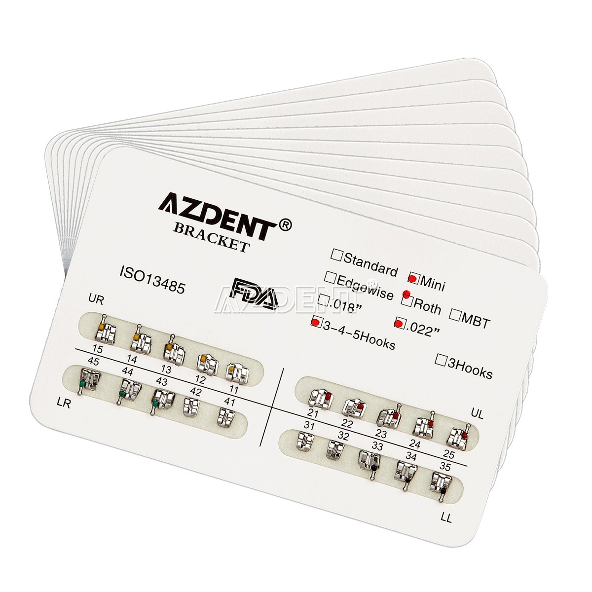 10 Packs AZDENT Dental Orthodontic Brackets Braces Metal Mini Roth.022 Hooks 345