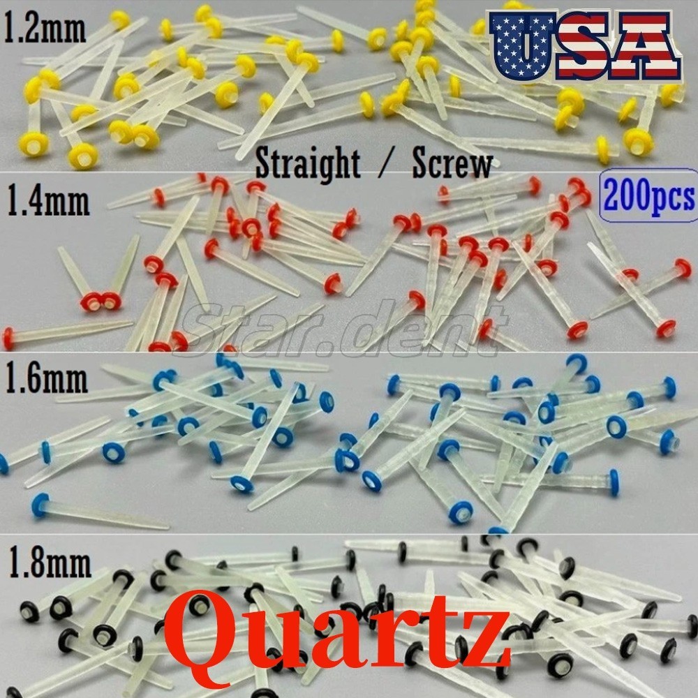 Dental Endo Quartz Fiber Post Straight Screw Thread Posts 1.2 1.4 1.6 1.8mm USA