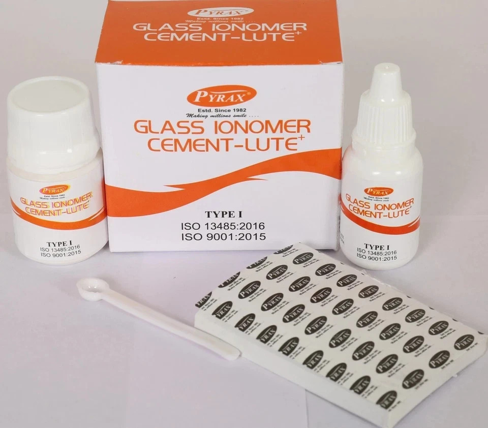Dental Pyrax GIC Type 1 Luting Cement PL Set – Powder 15gm / Liquid 10ml FREE SH