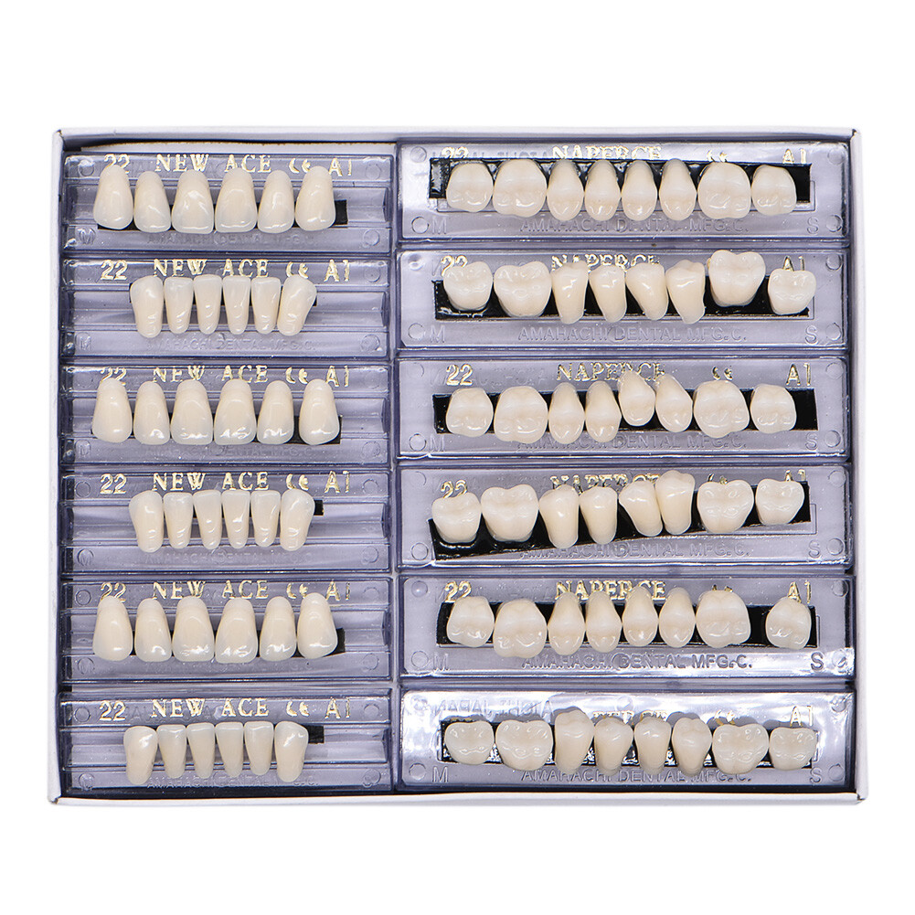 168PCS Acrylic Resin Denture Dental Upper Lower Shade A1 #22 Teeth Set USA
