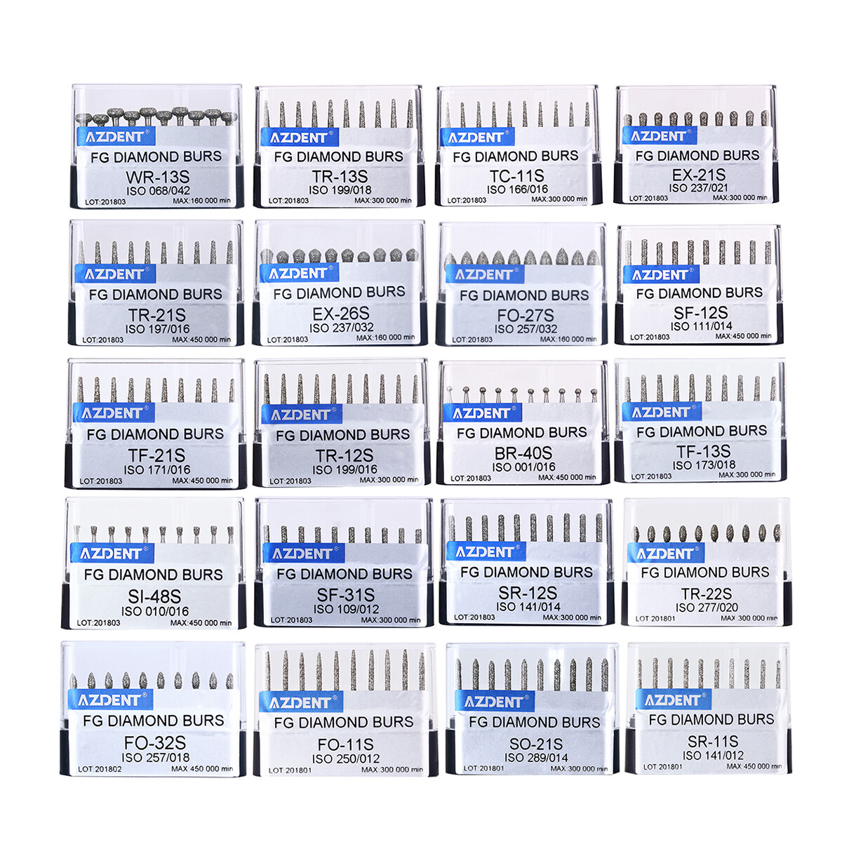 20 Sizes AZDENT Dental Super Coarse Diamond Burs for High Speed Handpie